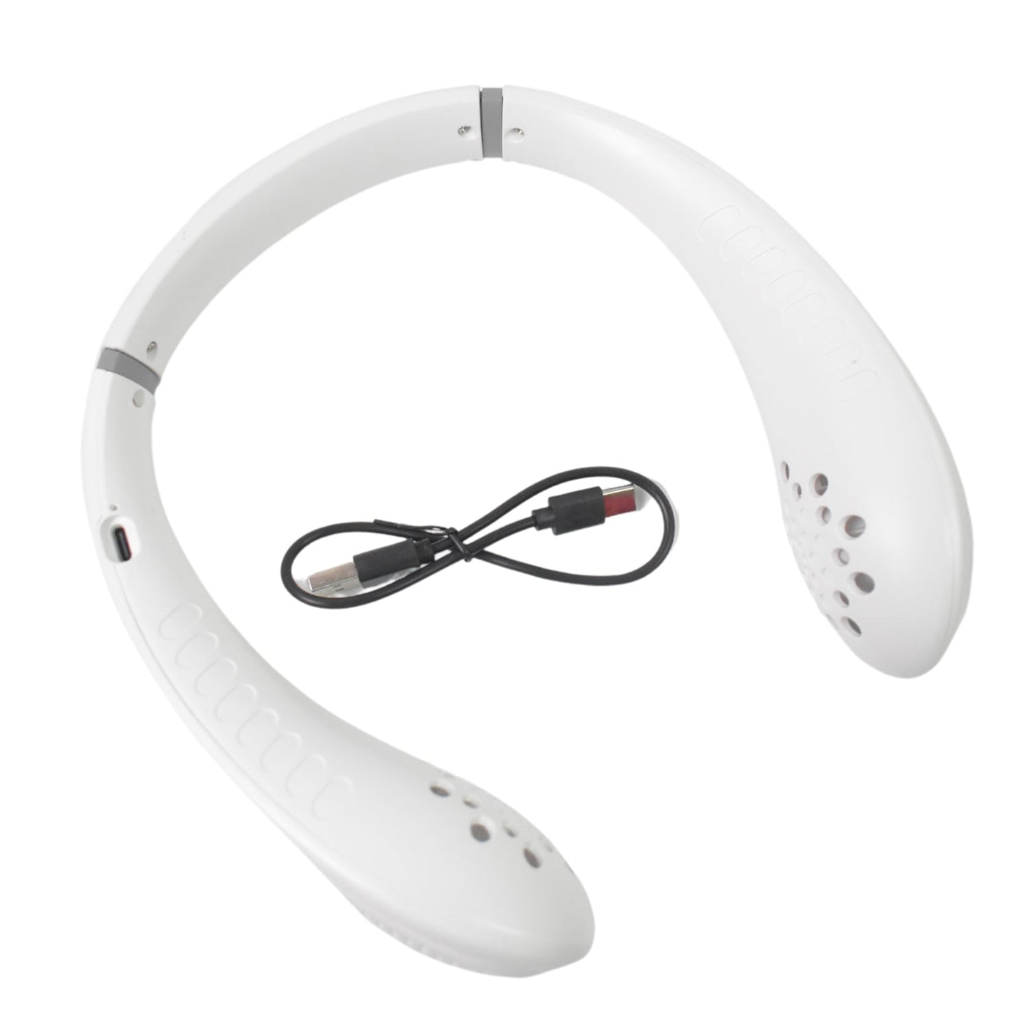 Portable USB Rechargeable Neck Fan – Wearable, 3 Speeds, Headphone Design