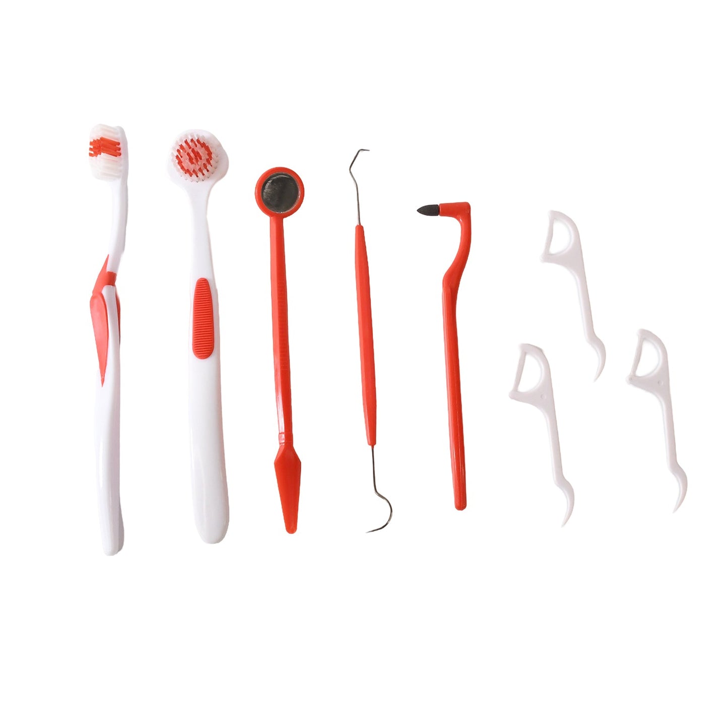 Ergonomically designed anti-slip handles Durable plastic and stainless steel tools Helps remove plaque, tartar, and food particles Ideal for use between dentist visits Travel-friendly and hygienically packaged