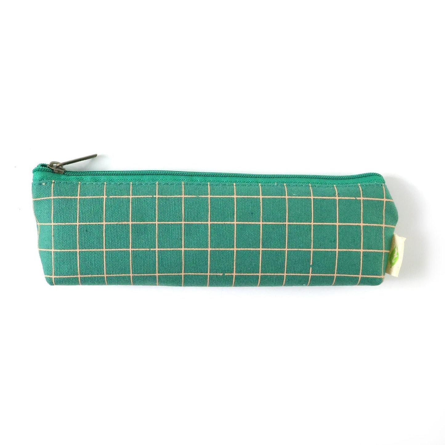 Premium Green Grid Printed Zipper Pencil Pouch Organizer (1 Pc)