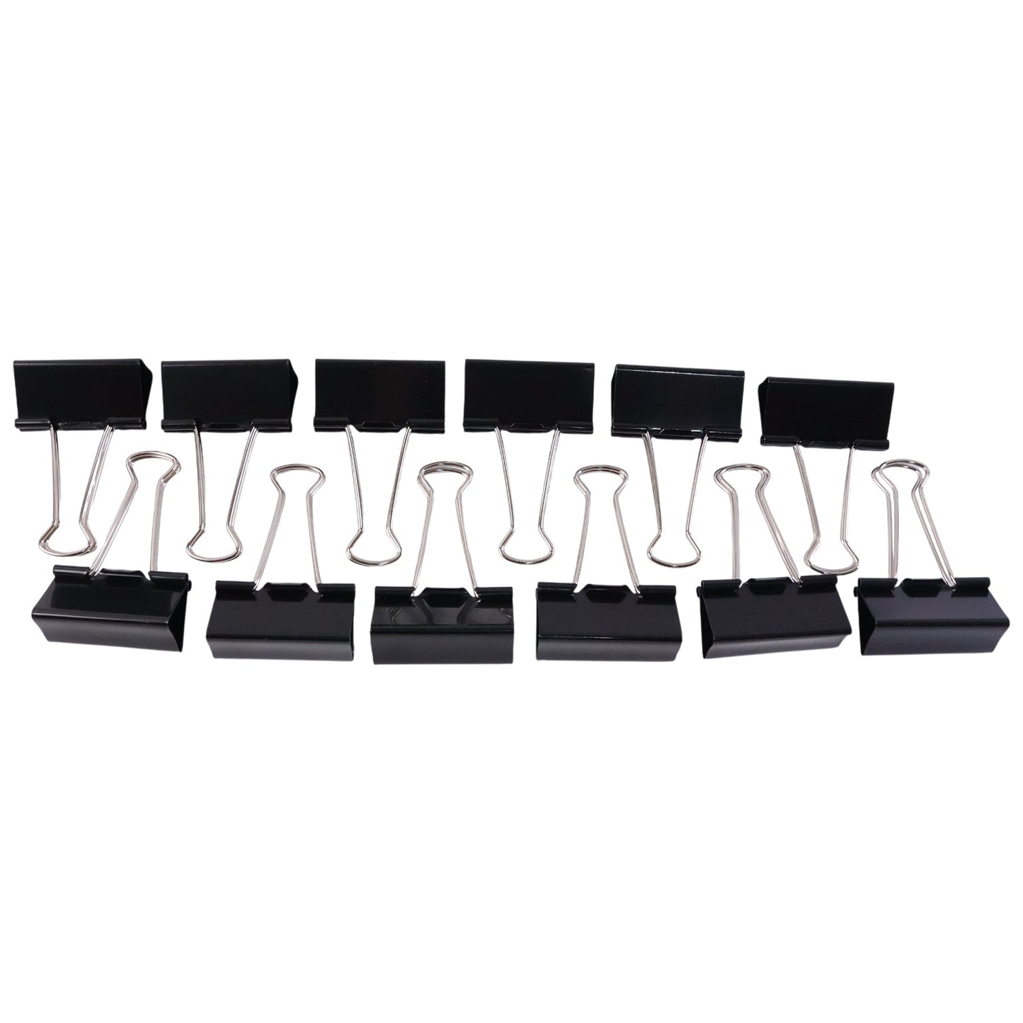 Heavy Duty Black Metal Binder Clips (25 MM, 12 Pieces Set)