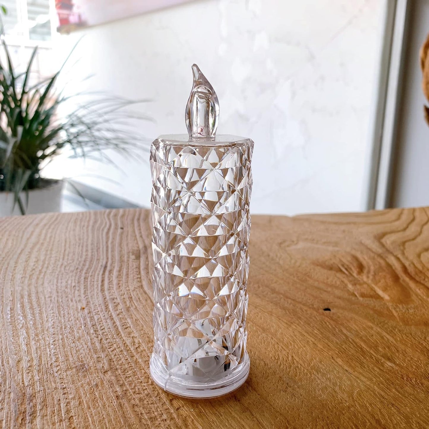 Rose Candles LED Flameless and Smokeless Decorative Acrylic Transparent Candles Led Tea Light Candle Perfect for Gifting, Home, Diwali, Christmas, Crystal Candle Lights (1 Pc) (MOQ :- 12 pc )