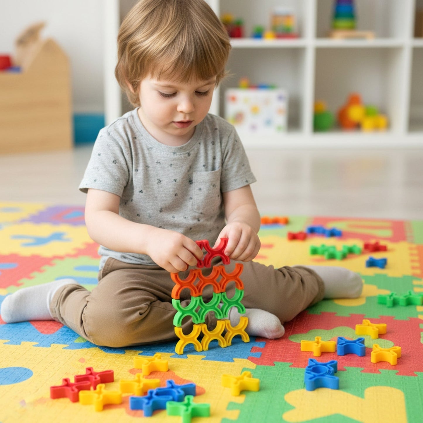 Balanced Block Colorful Interlocking Stacking Toy (1 Set)