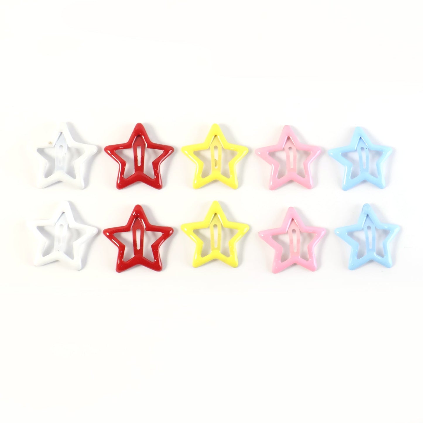 Metal Printed Star Shape Hair Clips (10 Pcs Set)