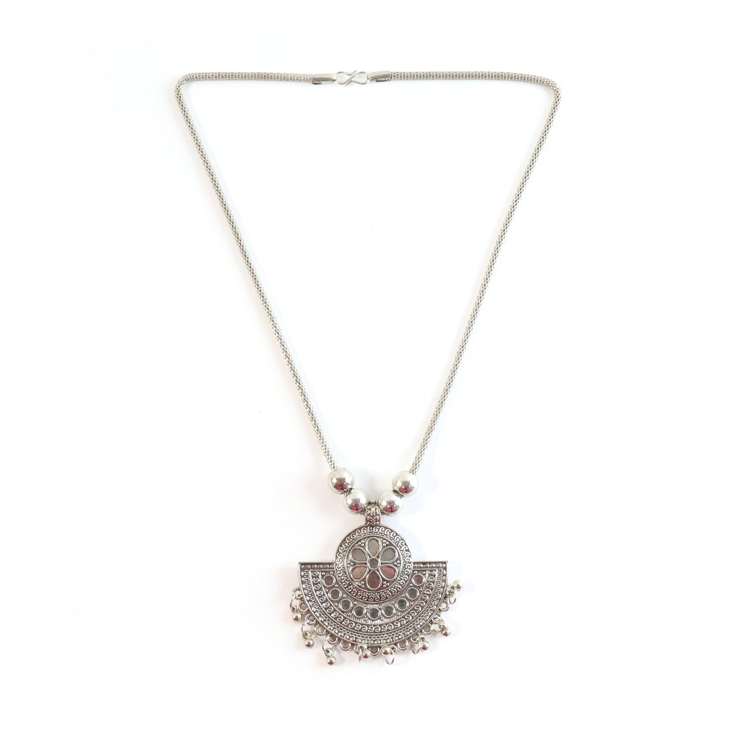 Oxidised Silver-Tone Traditional Long Necklace (1 Pc)