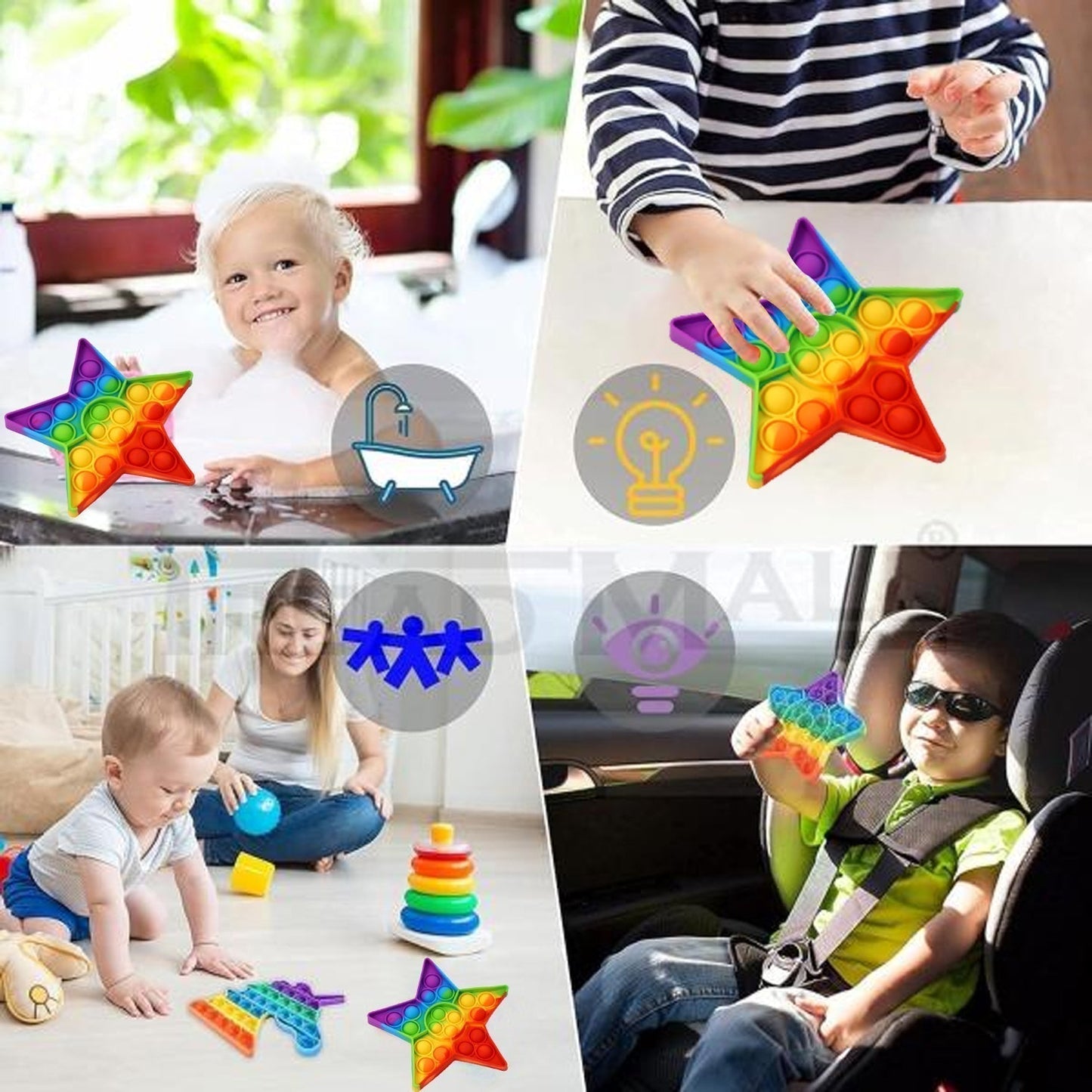 Push Bubble Fidget Sensory Toy,Autism Special Needs Silicone Stress Relief Toy,Great Fidget Toy Sensory Toys Novelty Gifts for Girls Boys Kids Adults