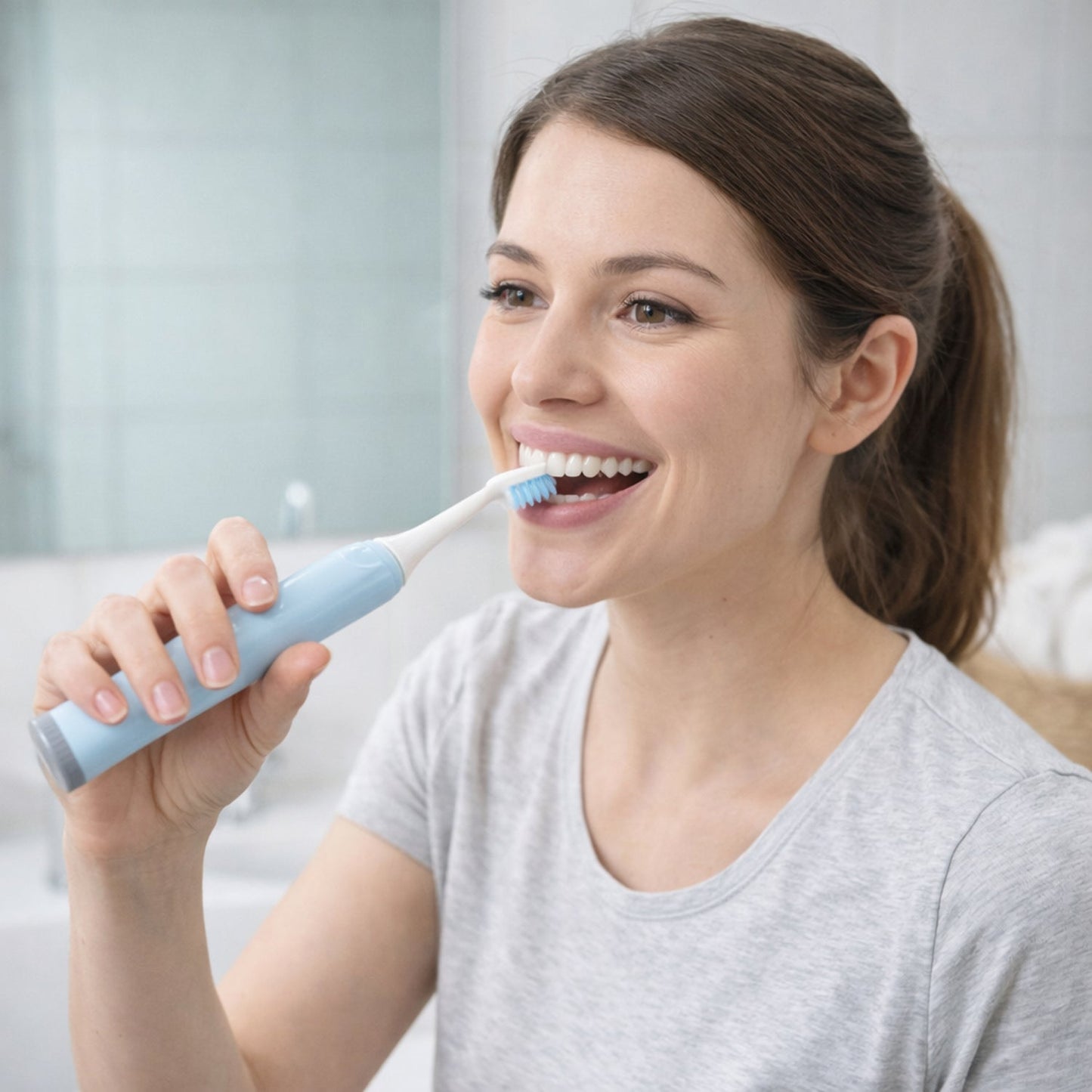 Electric Toothbrush With 4 Extra Head (1 Pc, Battery Included, Mix Color)
