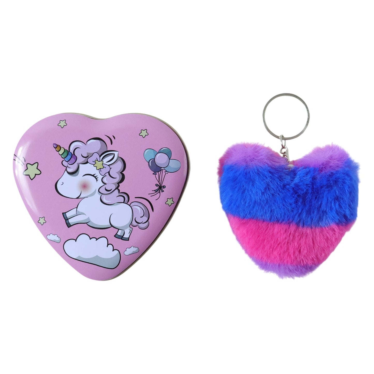 Heart Shape Gift Box & Plush Keychain (2 Pc)