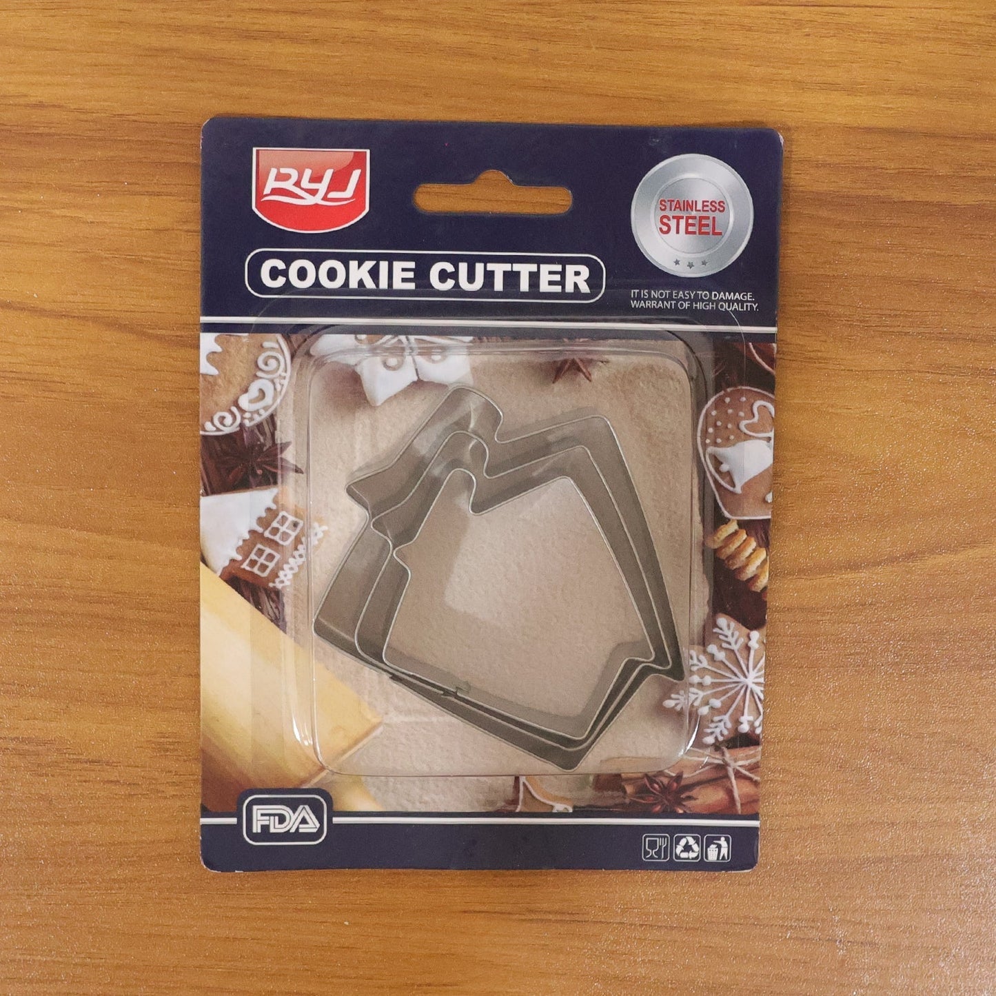 Stainless Steel House Shape Cookie Cutter Set (3 Pc Mix Design Set)