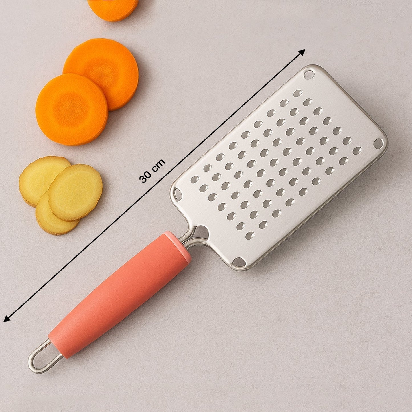 Supermom Stainless Steel Multipurpose Vegetable and Cheese Grater with Soft Grip Handle (1 Pc)