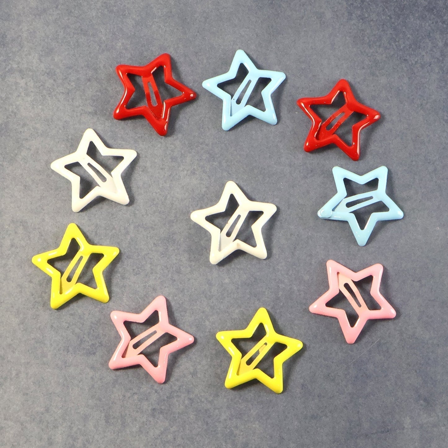 Metal Printed Star Shape Hair Clips (10 Pcs Set)