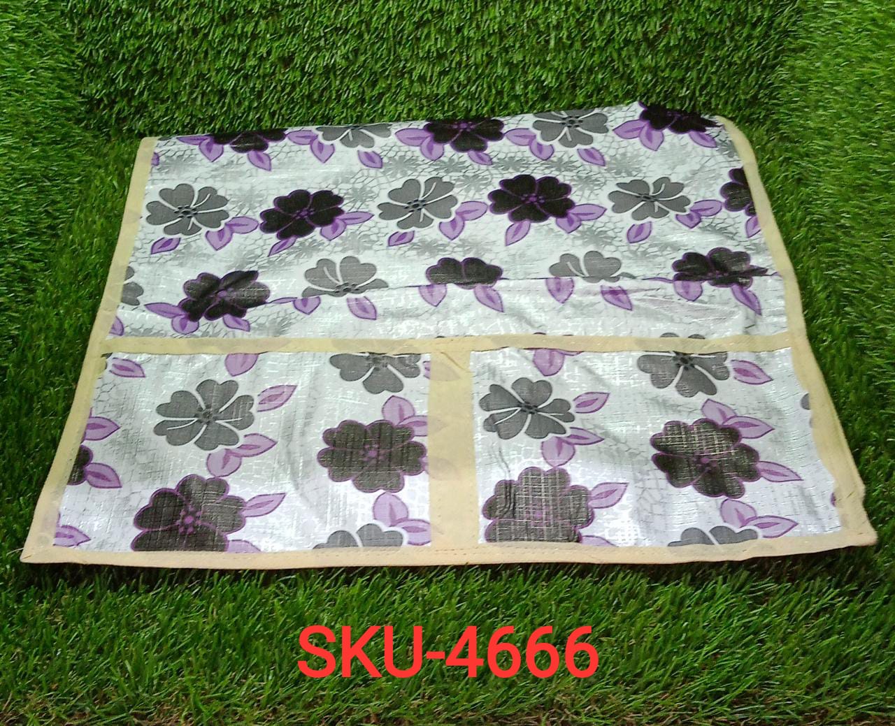 Microwave/Oven Top Cover with 4 Utility Pockets (Mix Design)