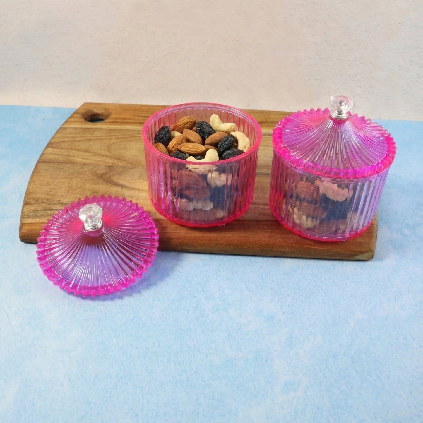 Plastic Luxury Transparent Dry Fruit Storage Jars (2 Pc)