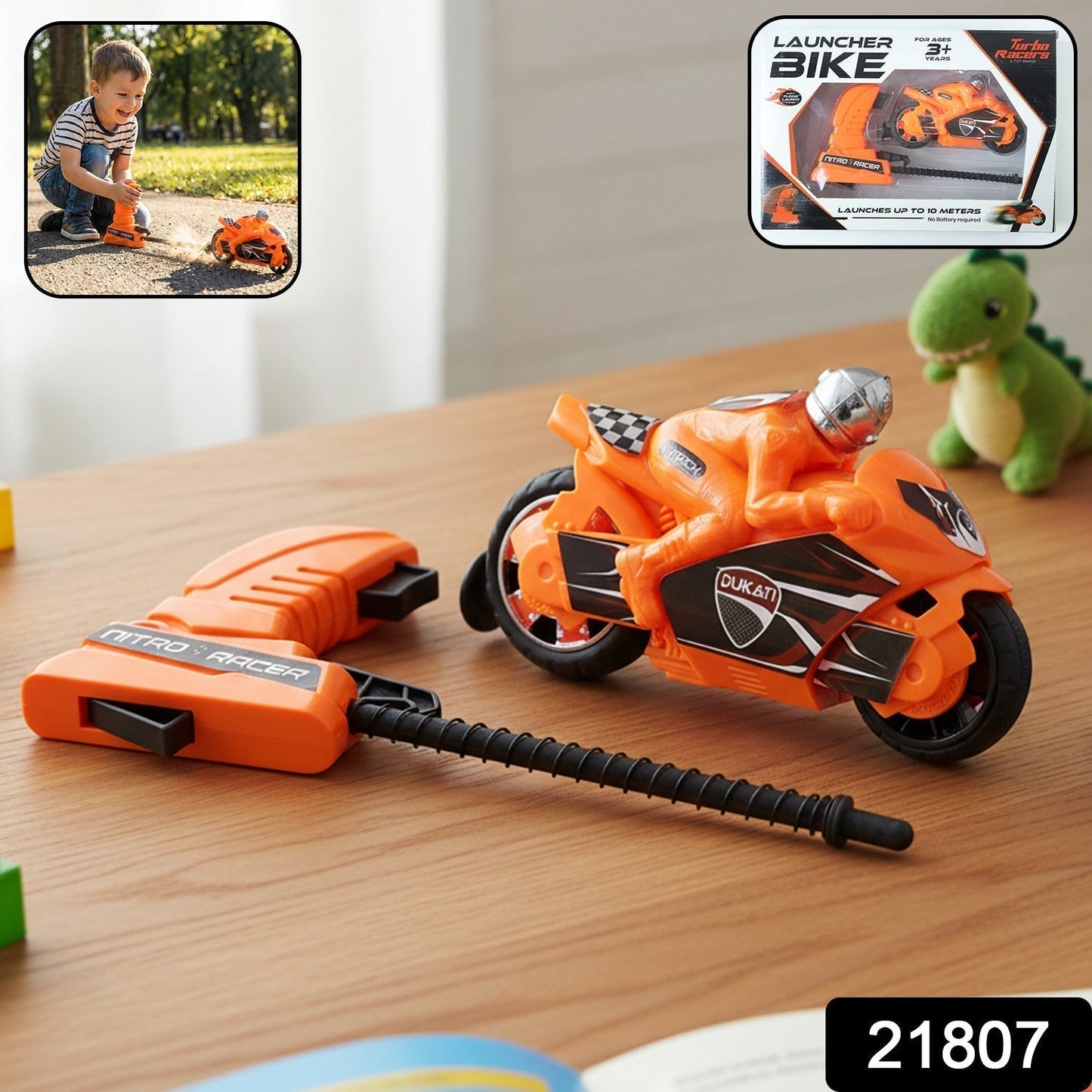 Launcher Bike Racing Toy for Kids with Manual Pull Launcher