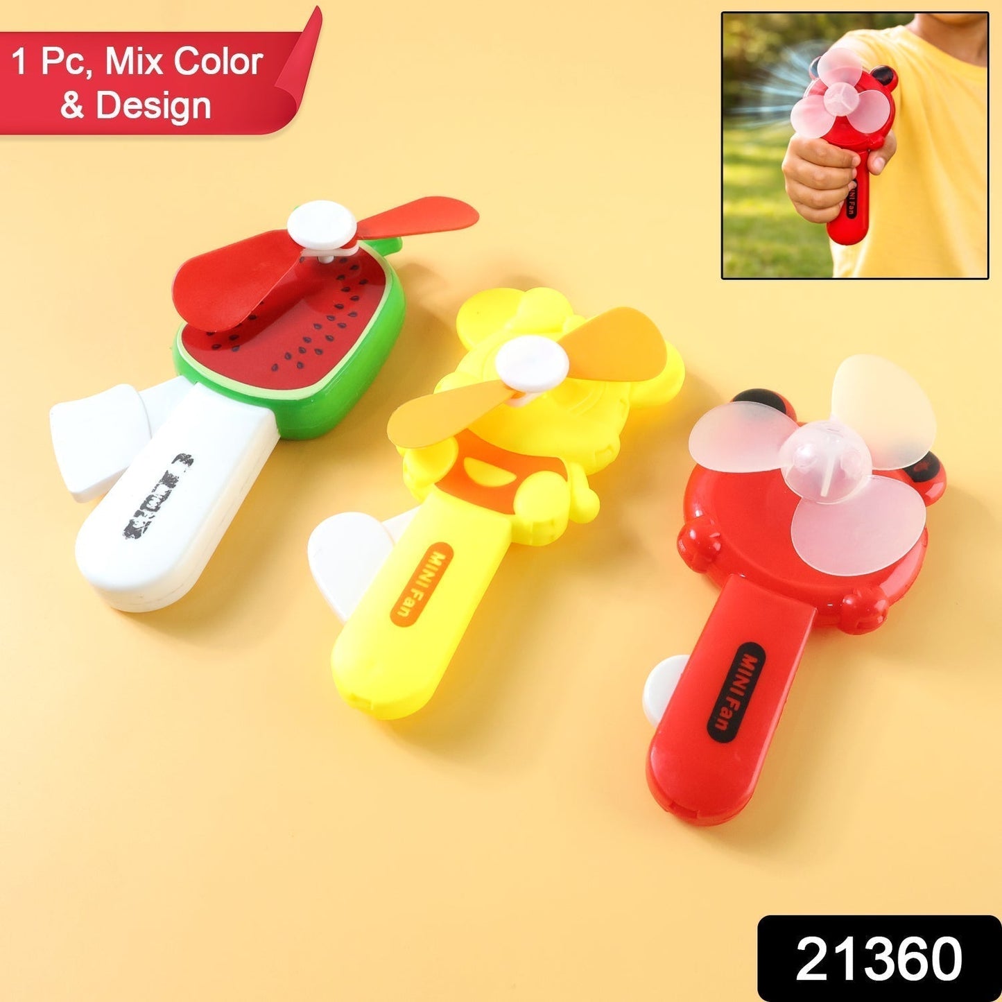 Hand Press Mini Portable Fan Toy (1 Pc, Mix Color & Design)