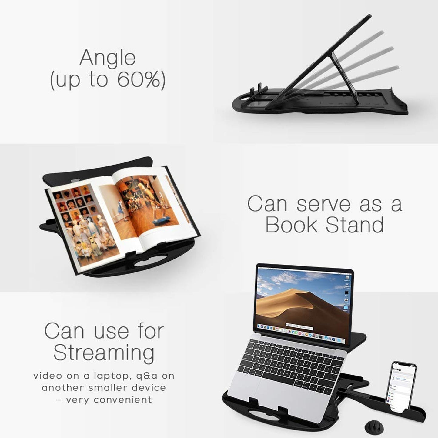 Adjustable Laptop Stand Patented Riser. With Portable Mobile Stand