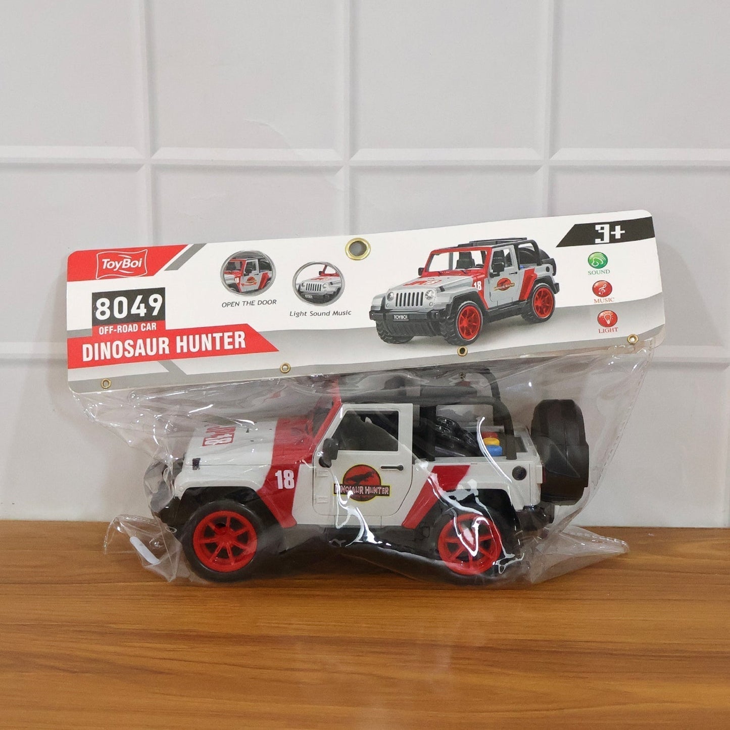 Kids Dinosaur Hunter Off-Road Friction Powered Toy Jeep Car (1 Pc)