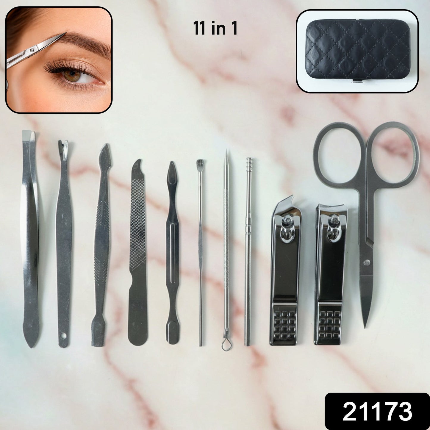 11 in 1 Stainless Steel Personal Grooming Manicure Pedicure Care Kit