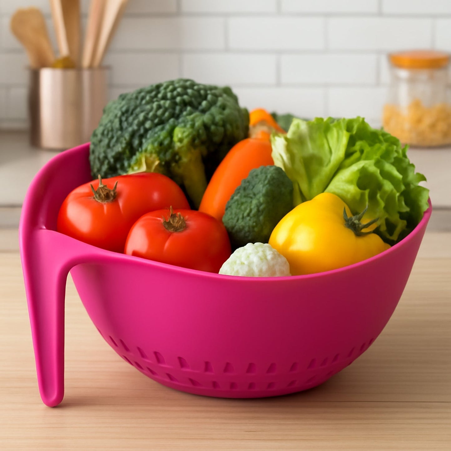 Supermom Plastic Premium Multipurpose Triangular Kitchen Colander (1 Pc)