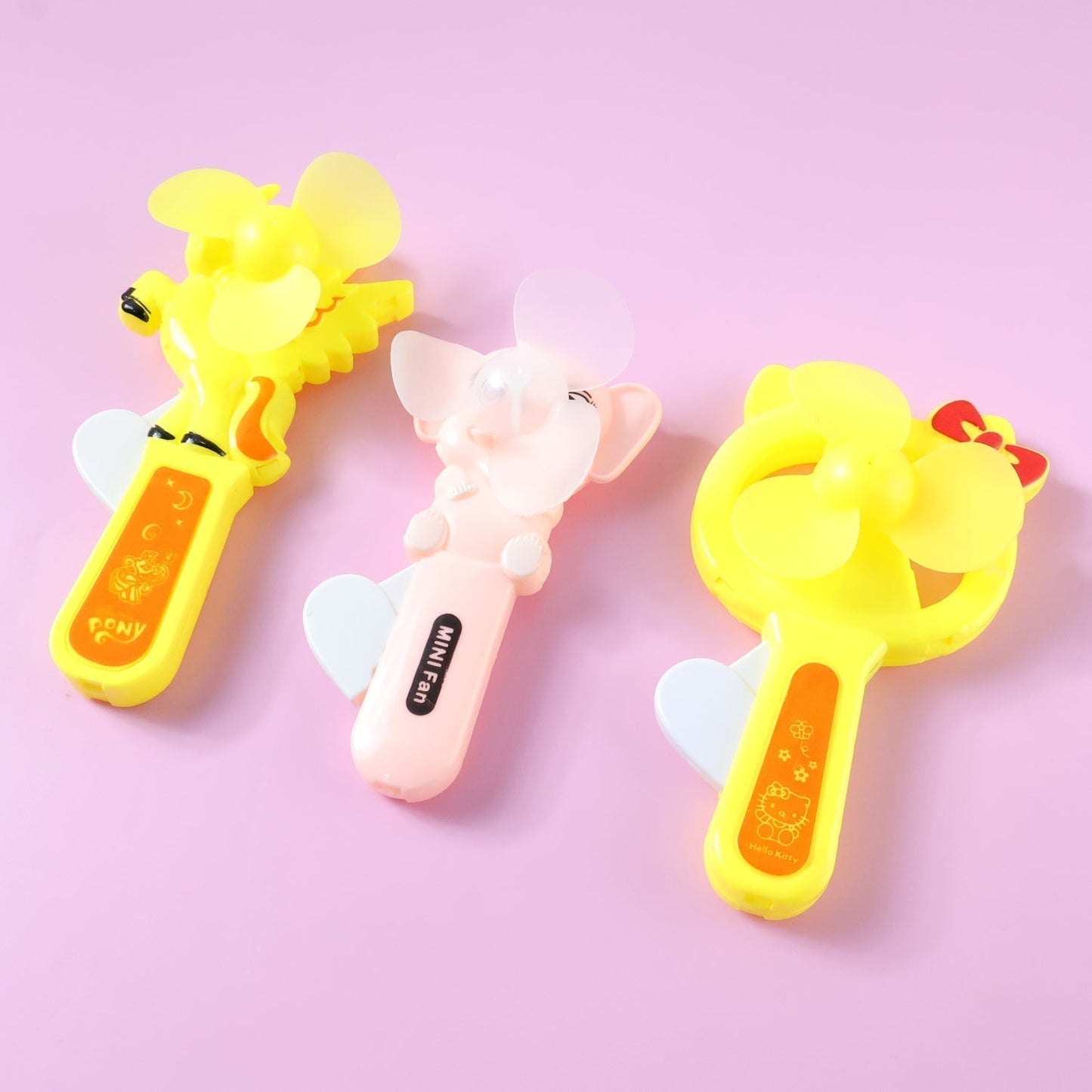Hand Press Mini Portable Cartoon Fan Toy (1 PC, Mix Color & Design)