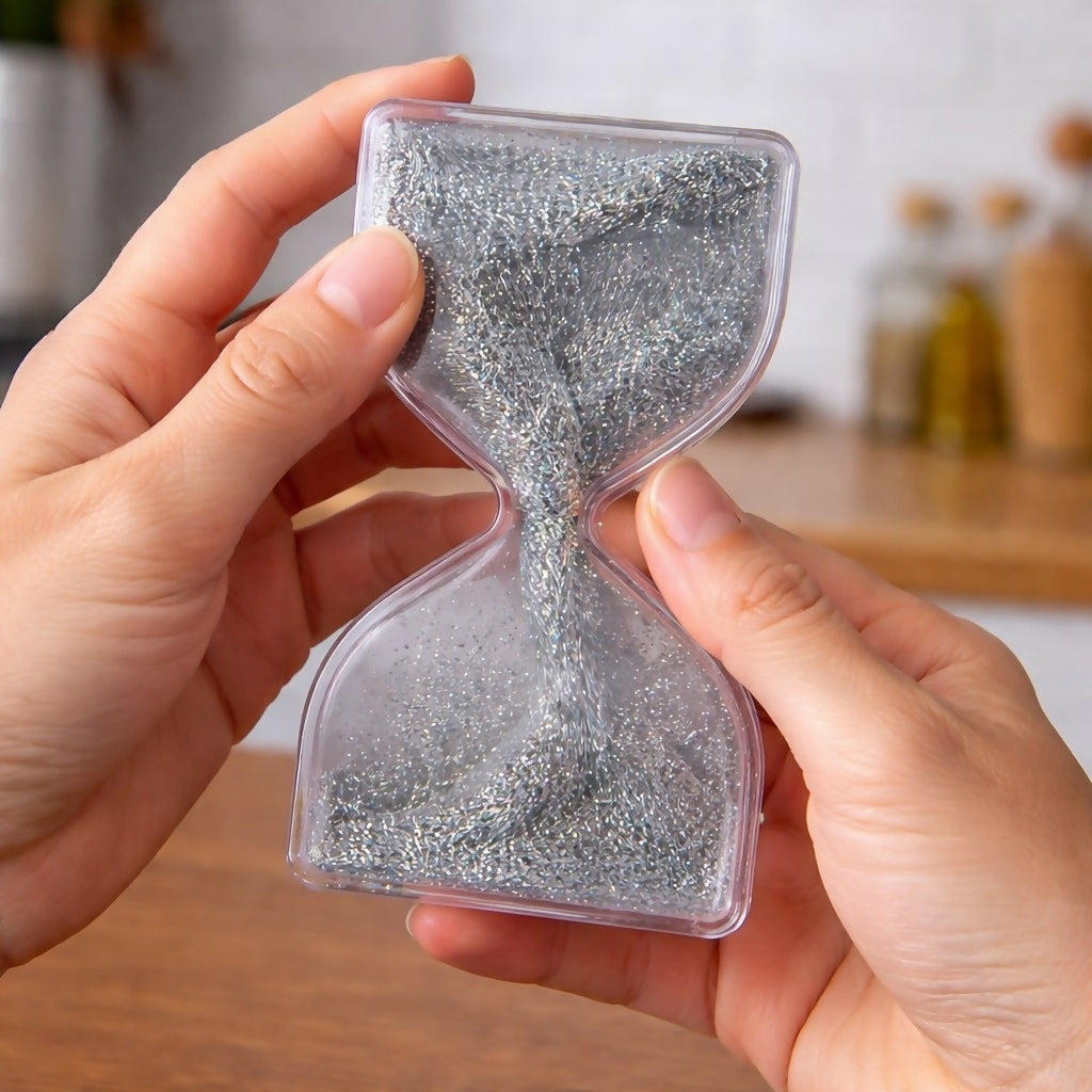 Silver Glitter Liquid Hourglass Timer Desk Toy for Kids & Adults