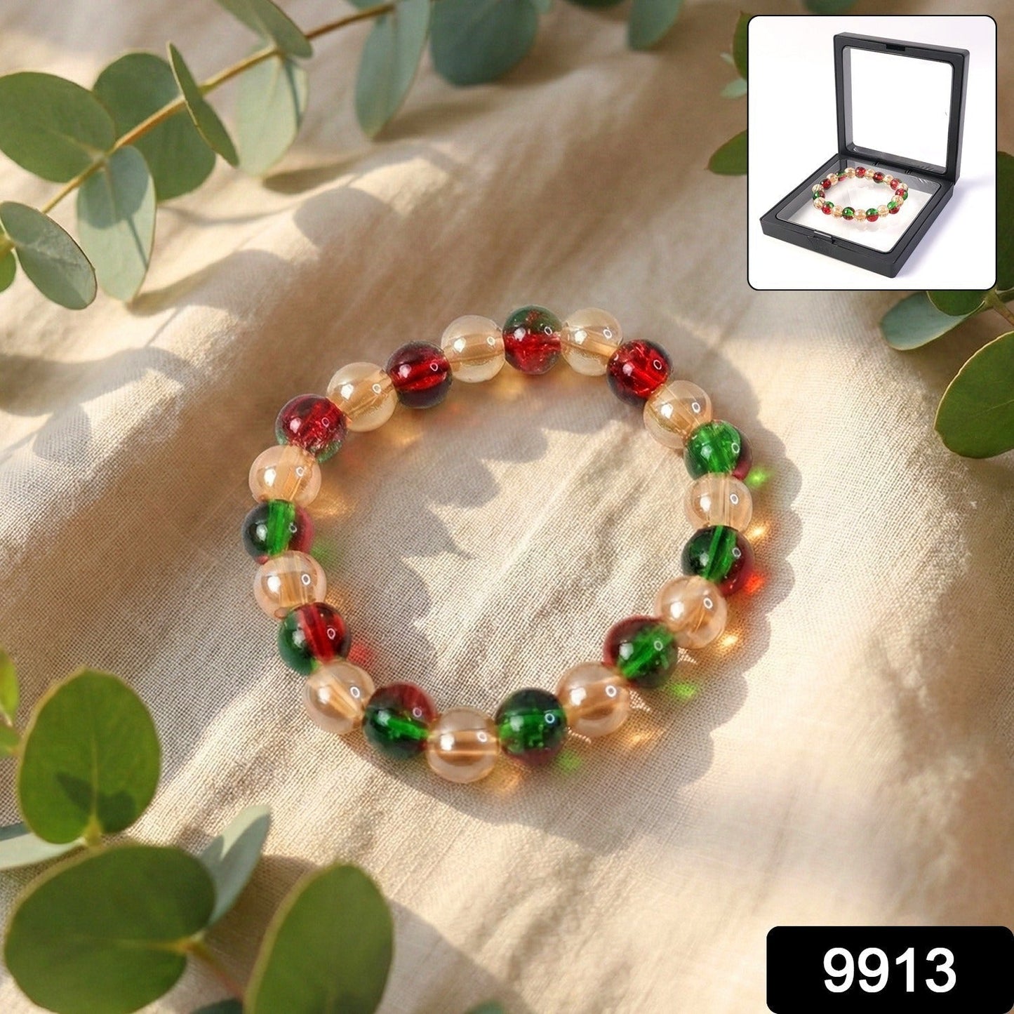 Multicolor Glossy Bead Stretch Bracelet (1 Pc)