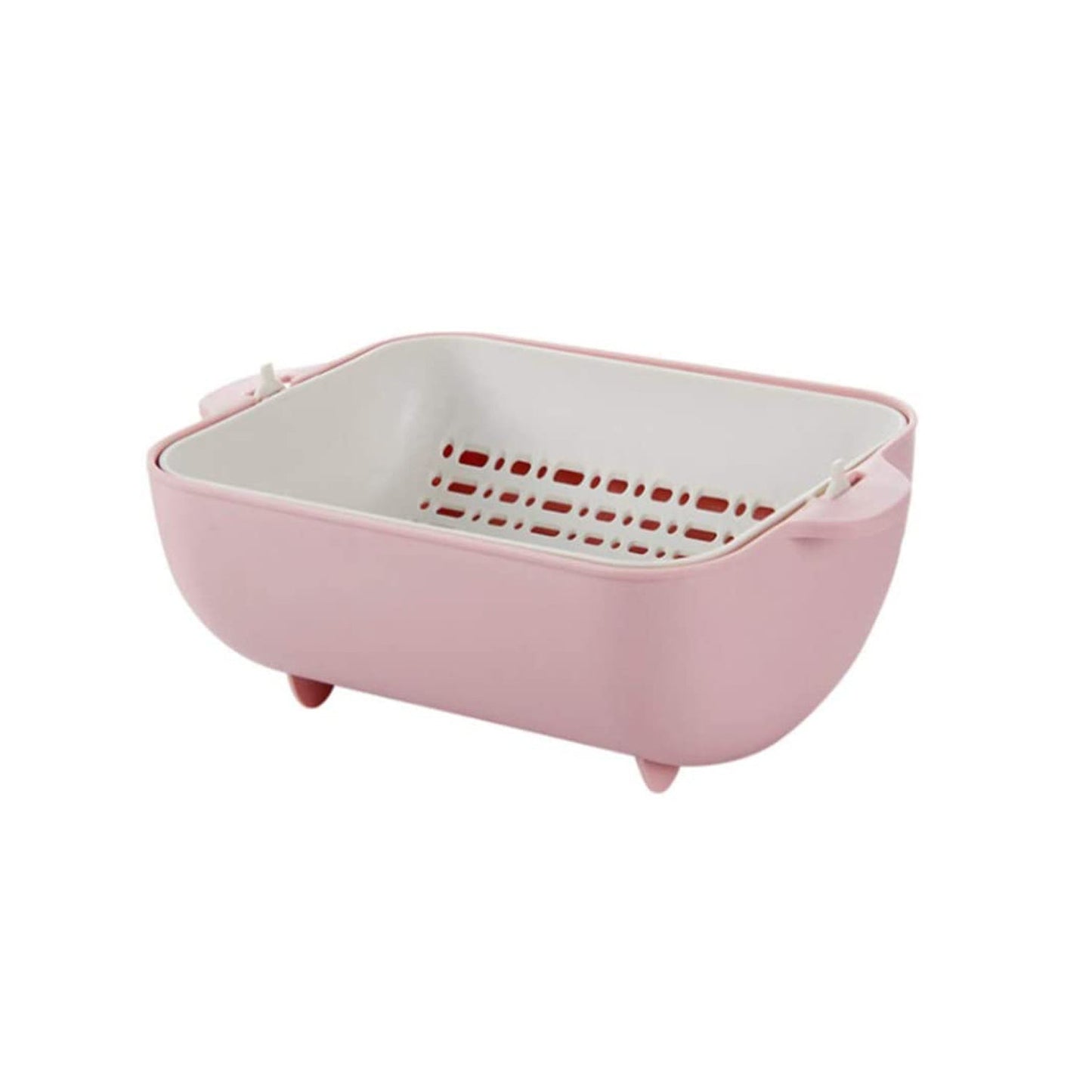 Multifunctional BPA Free Double Layered Plastic Rotatable Strainer Basket (Multicolor)