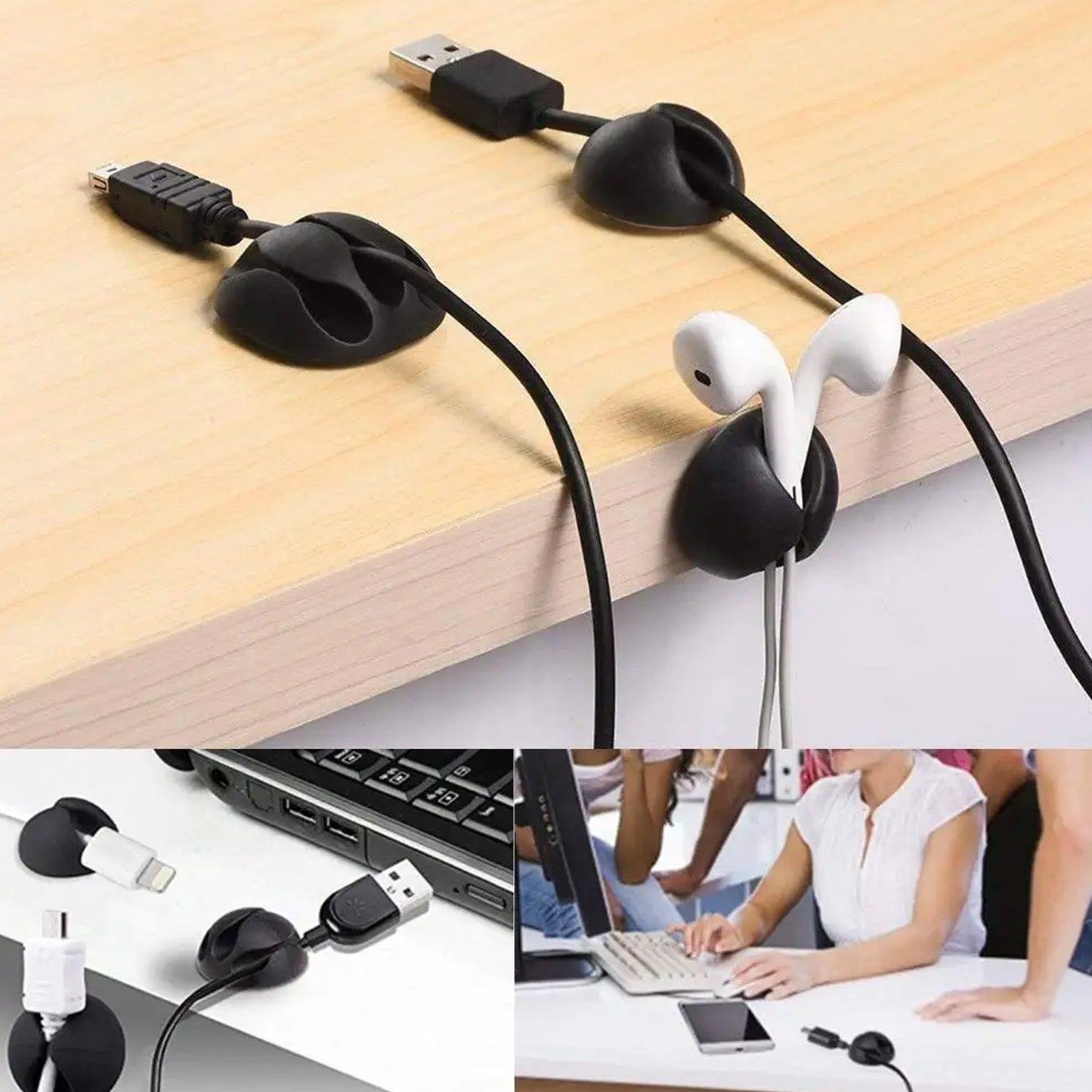 Multi-Purpose Cable Clips and Wire Organizer for Desk and Table