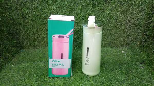 Water bottle 400ml leak proof, glass water bottle with daily water intake for gym and children, Nice Bottle (1 pc / Light Green Color)