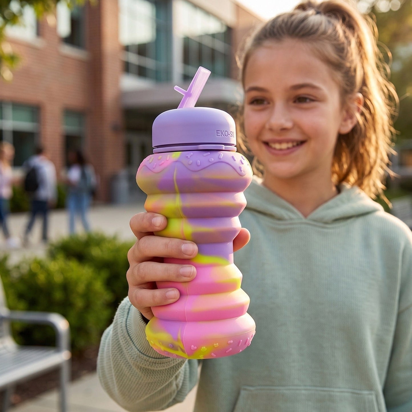 Silicone Style Collapsible Foldable Sports Water Bottle 600 ML (1 Pc)