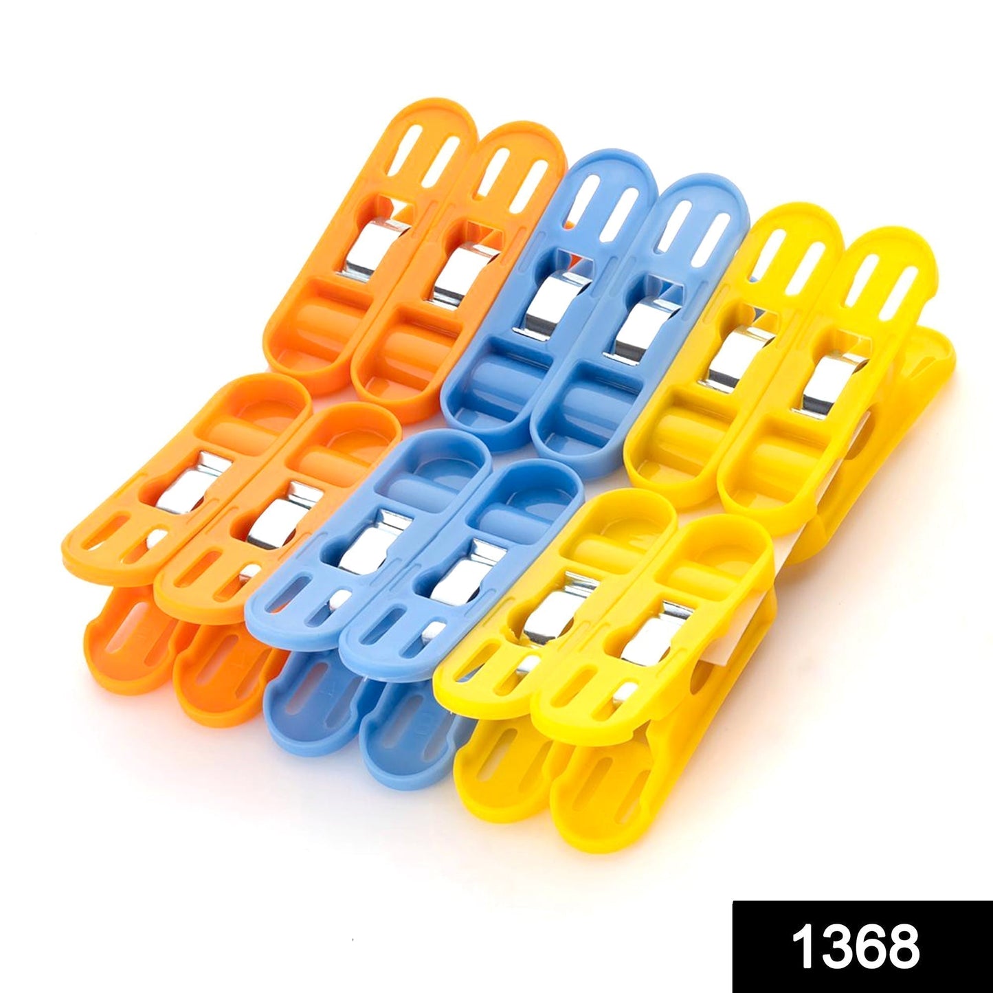 Cloth Drying Non-Slip Light Plastic Clips (Multicolour) (Pack of 12)