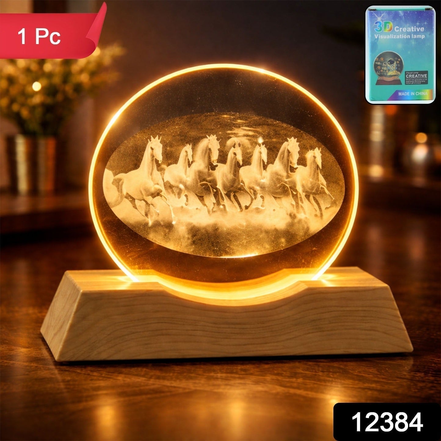 3D Crystal LED Table Lamp (1 Pc)