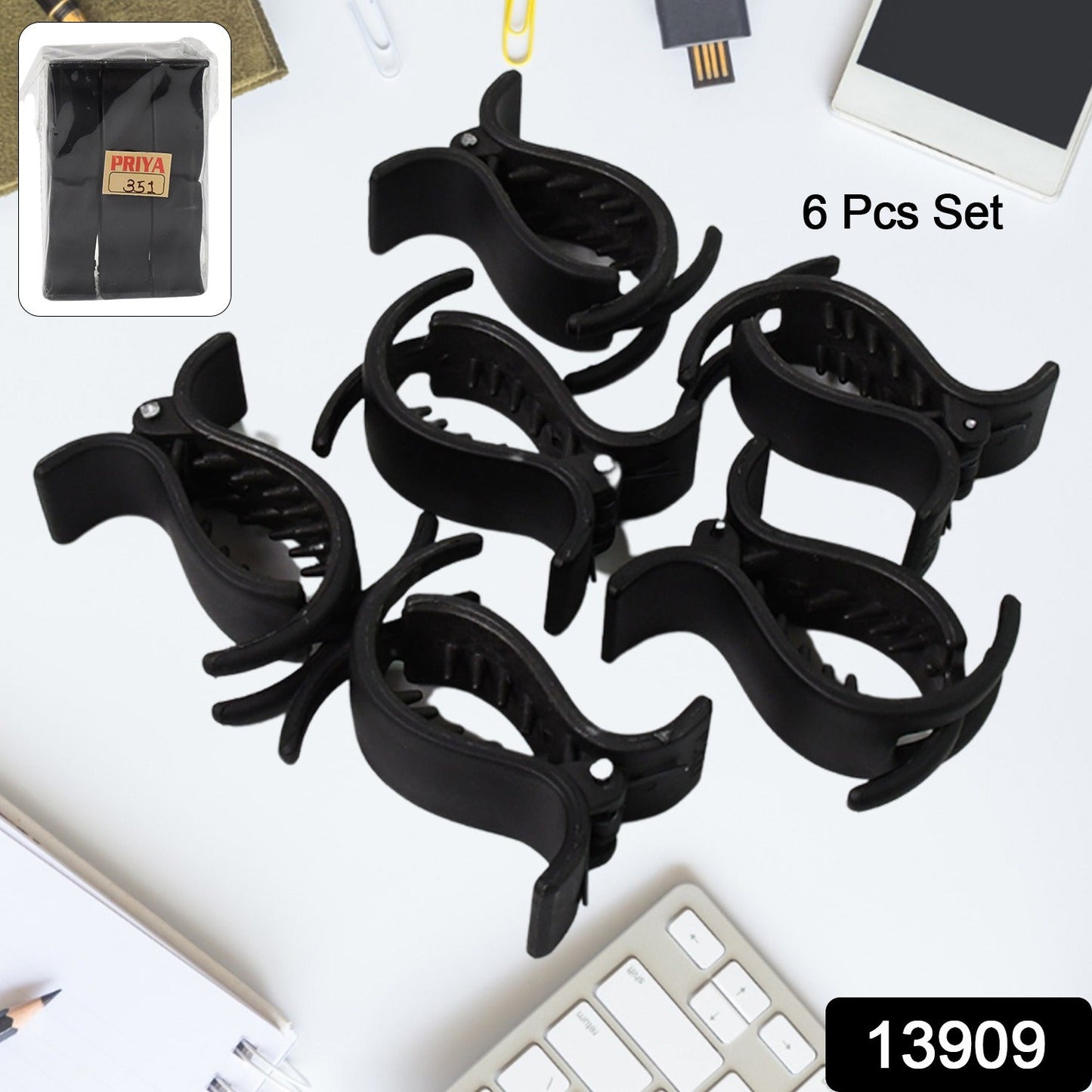 Big Hair Clips for Girls Kids Hair Accessories (6 Pcs Set / Black), Hair accessories