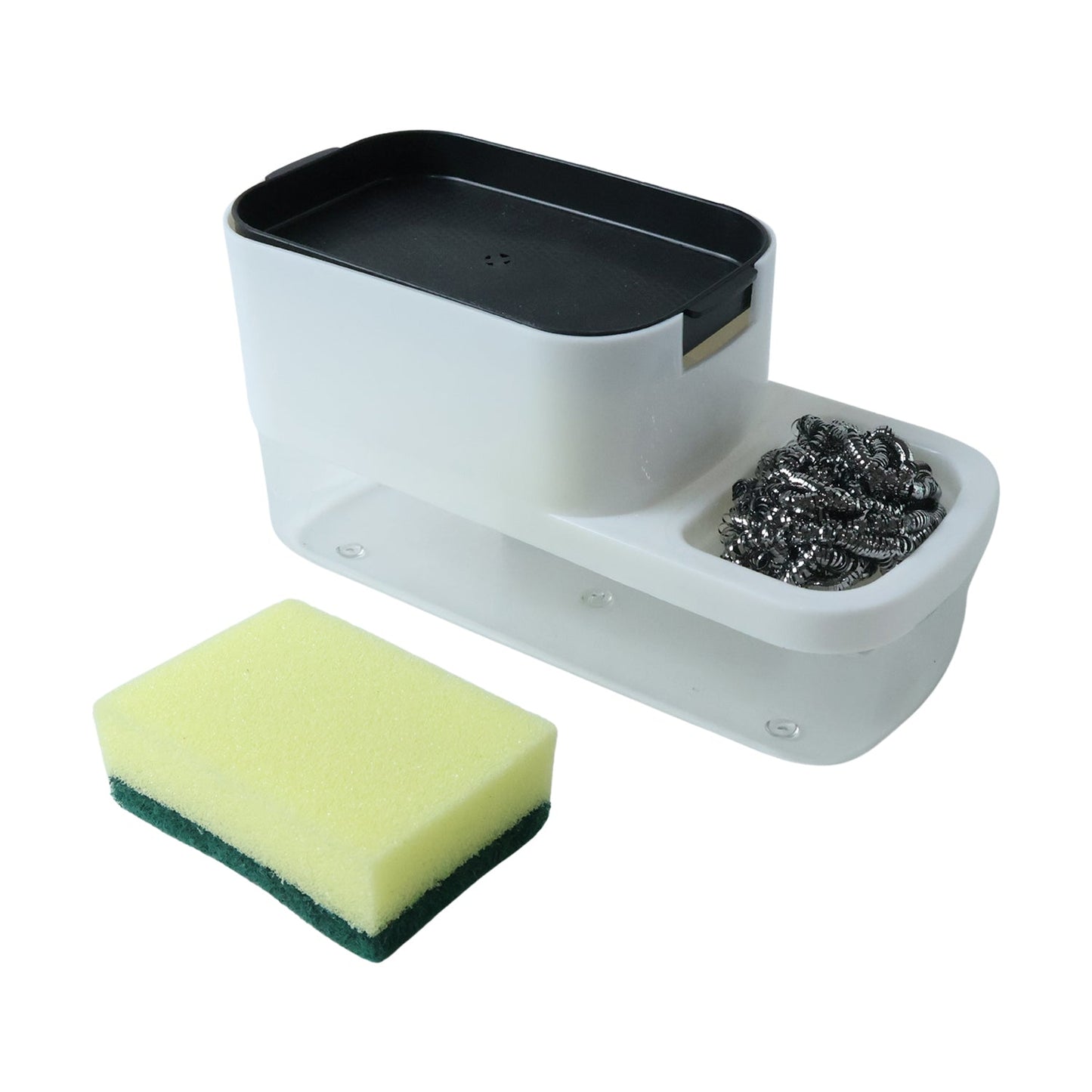 2 in 1 Plastic Dish Soap Liquid Dispenser Sponge Holder ,Sabudani (1 Set)