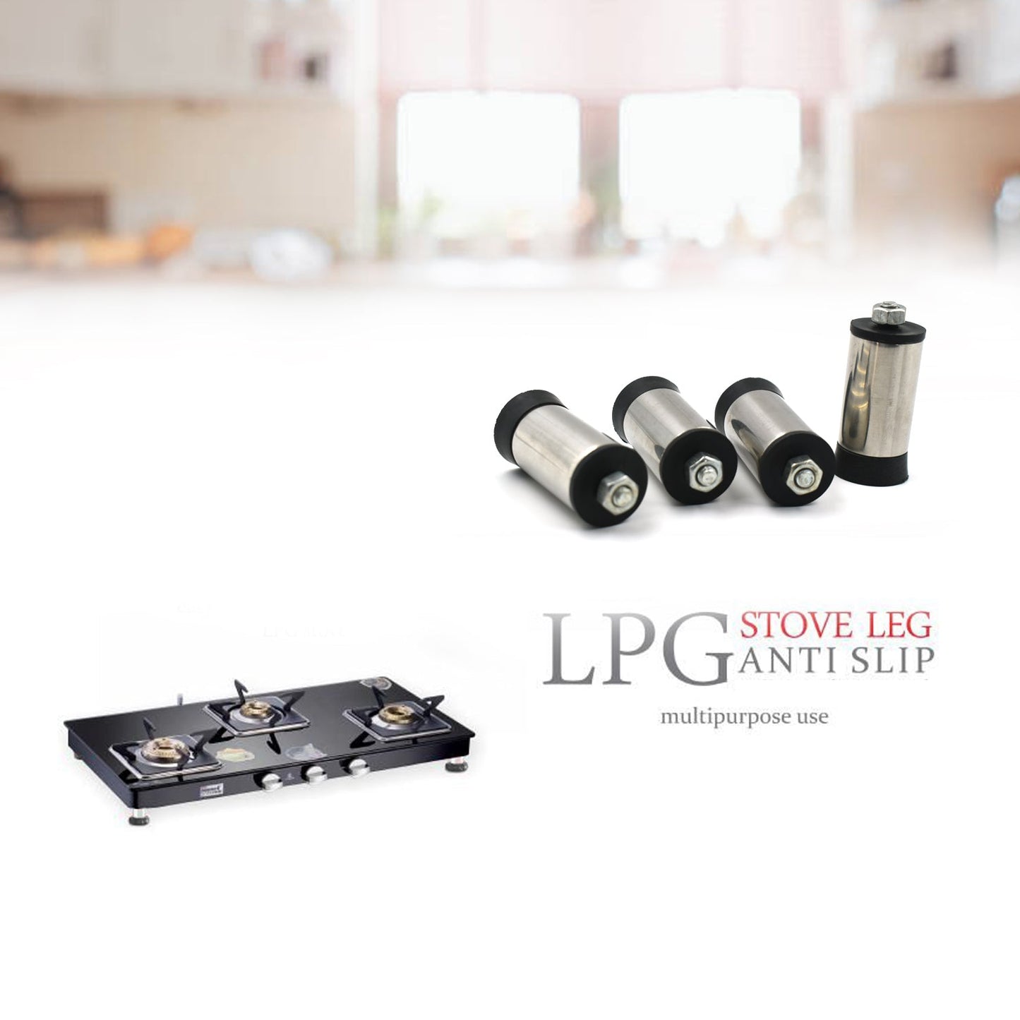 Set of 4 Stainless Steel LPG Stove Legs for Durability and Stability