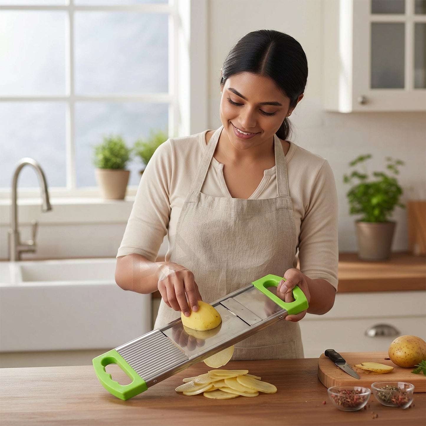 2 in 1 Potato Slicer used in all kinds of household kitchen purposes for cutting and slicing of potatoes.