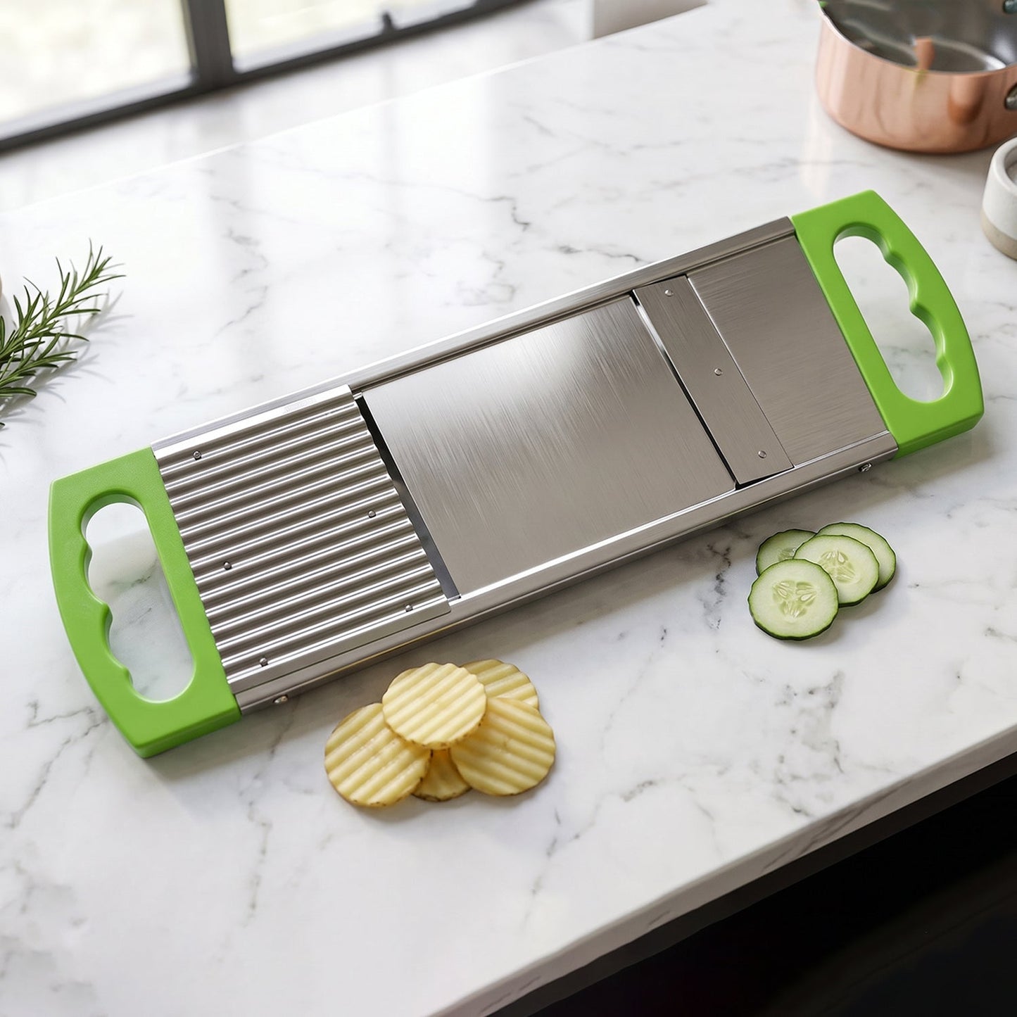 2 in 1 Potato Slicer used in all kinds of household kitchen purposes for cutting and slicing of potatoes.