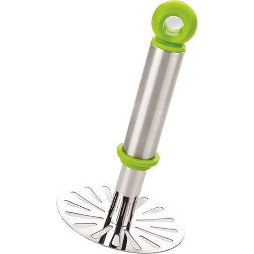 Ganesh Potato / Pav Bhaji Masher with Plastic Handle, Silver & Plastic - Oval Pav Masher, Potato 1-Piece, Smasher Handle, Multicolor