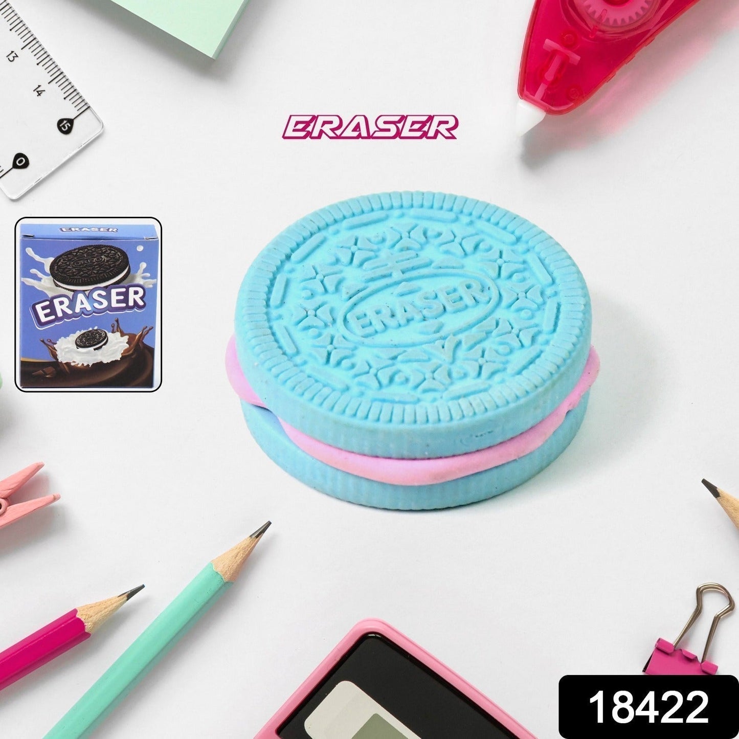 Biscuit Shape Eraser Unique Designs & Patterns (1 Pc)