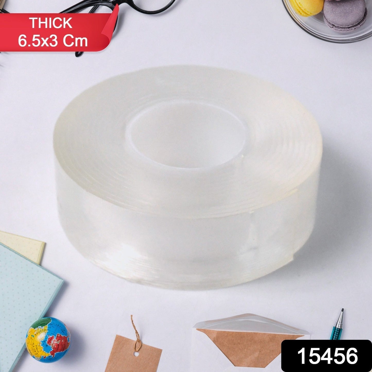 Sticky Double Sided Tape Washable Adhesive Tape Reusable (Thick / 6.5×3 Cm / 1 Pc)