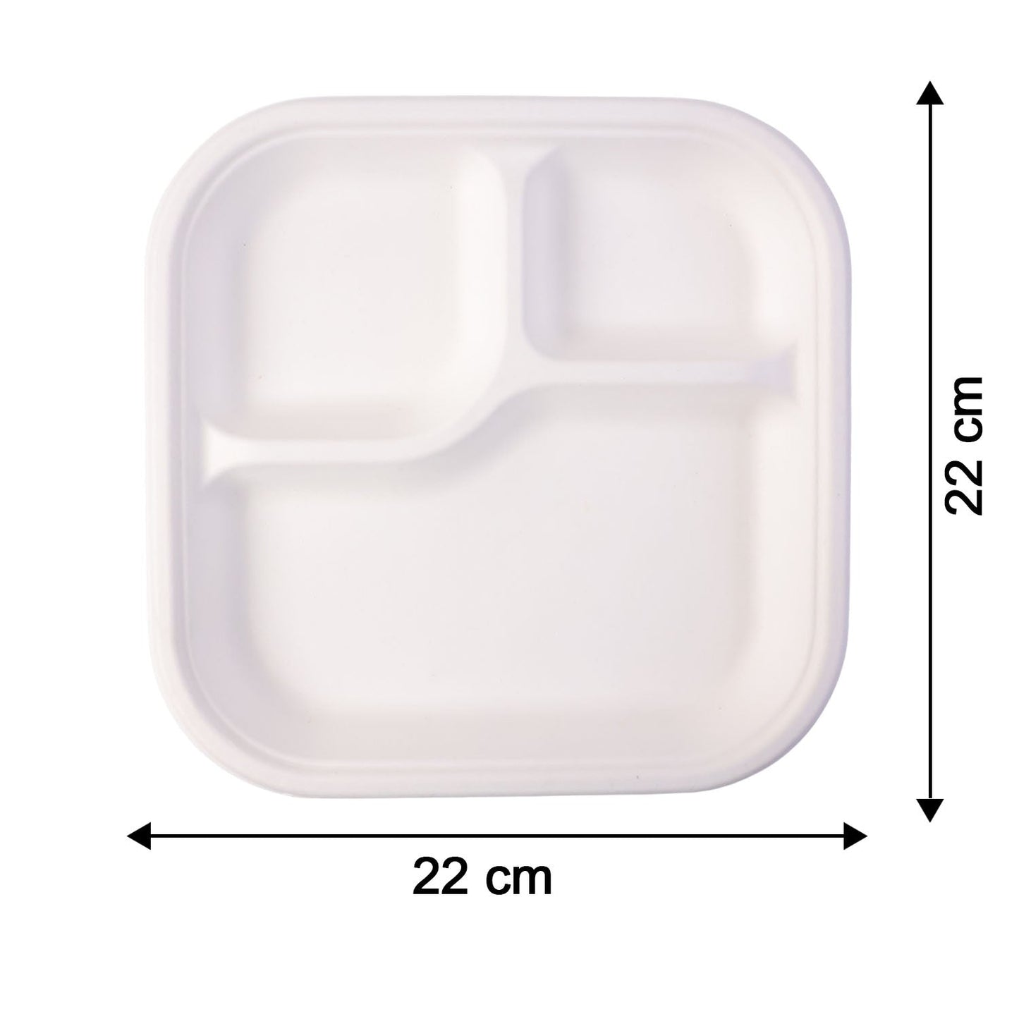 Vegnar Square 3 Compartment Disposable Meal Tray Set (10 Pc)