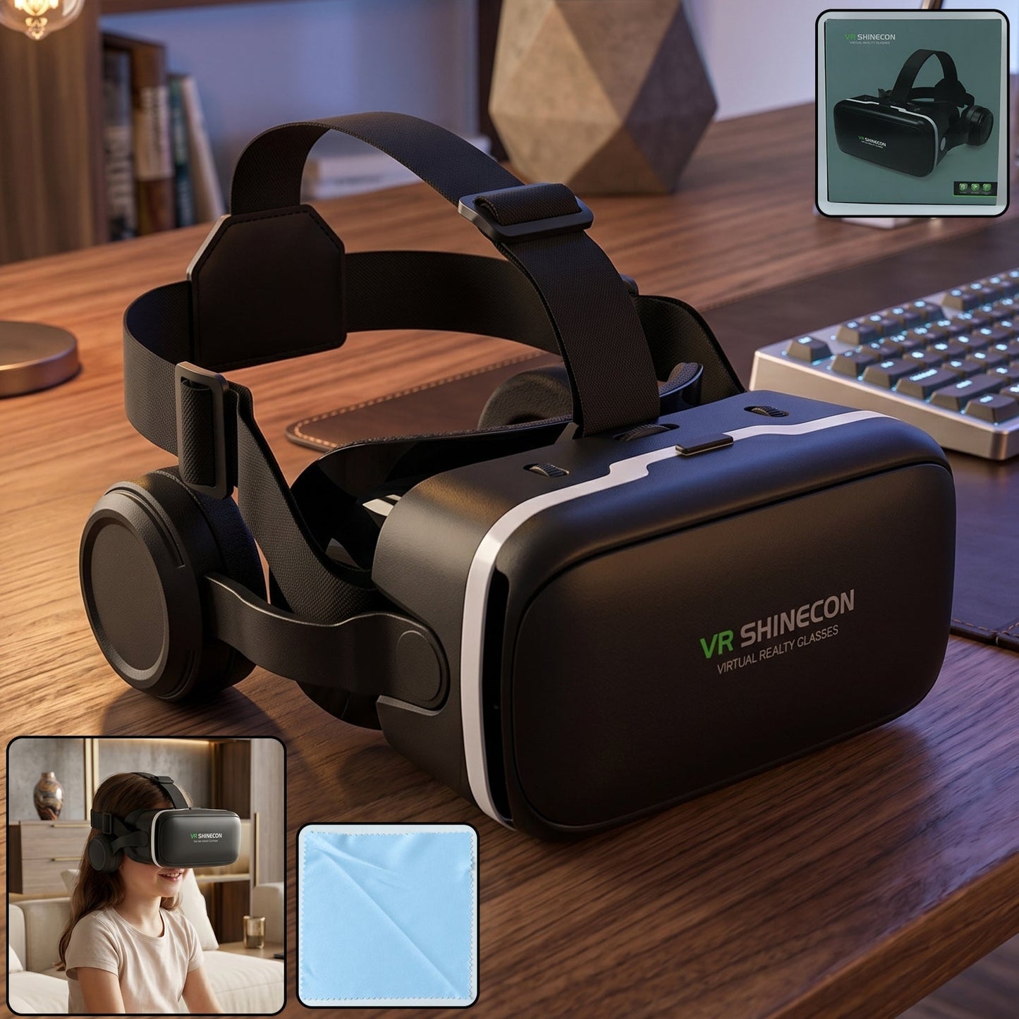 3D / HD VR Glasses Virtual Reality Goggles Headset for iOS for Android Smartphone VR Goggles-For 3D VR Movies Video Games with Headphones (1 Pc)