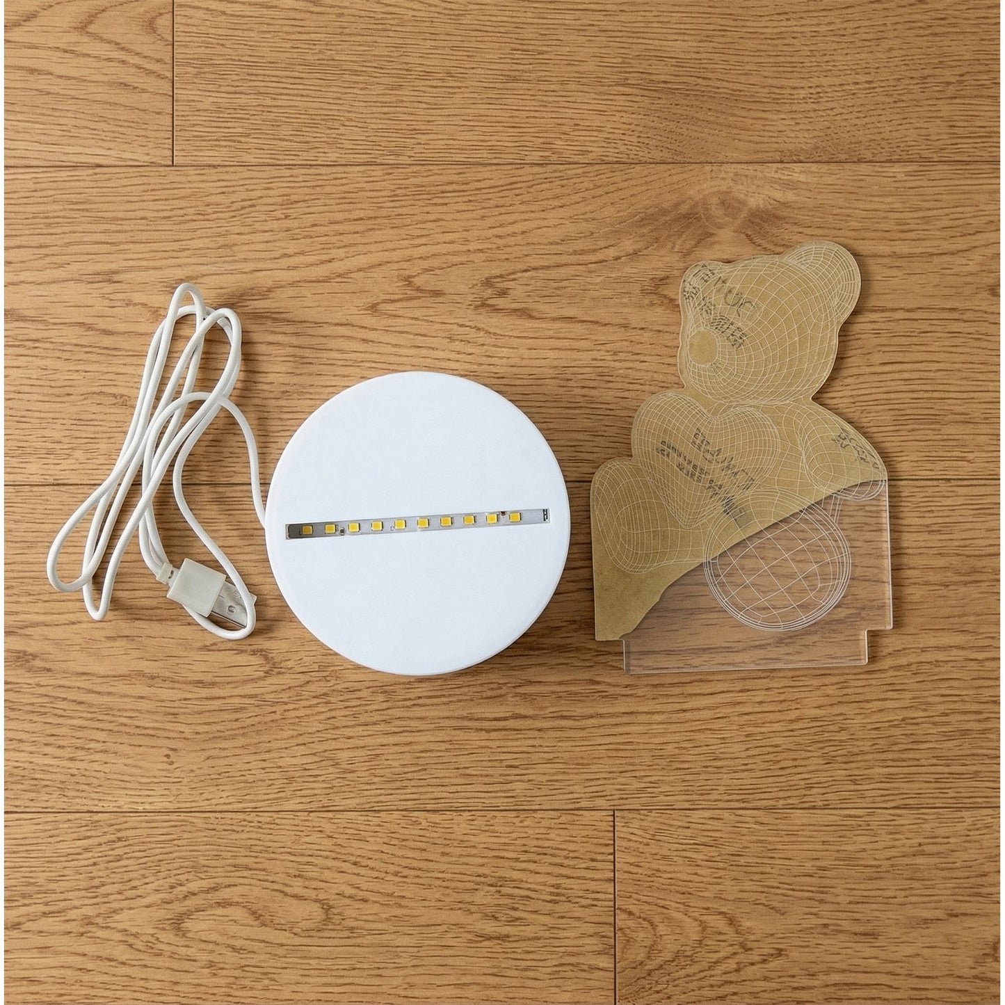 3D Teddy Bear LED Night Lamp with Heart Design (1 Pc)