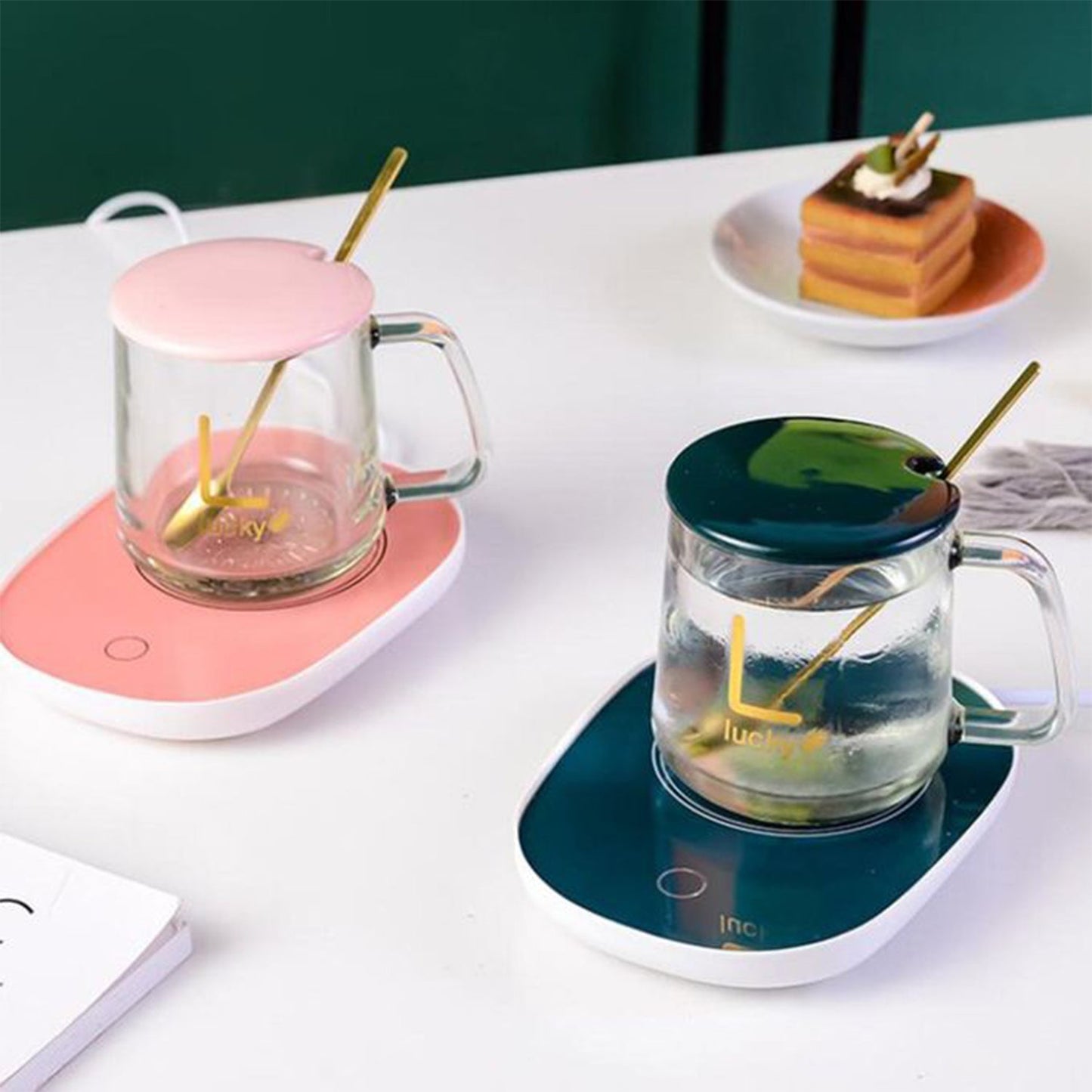 Coffee Mug Warmer For Having Coffee Along With The Warmer That Keeps It Hot.