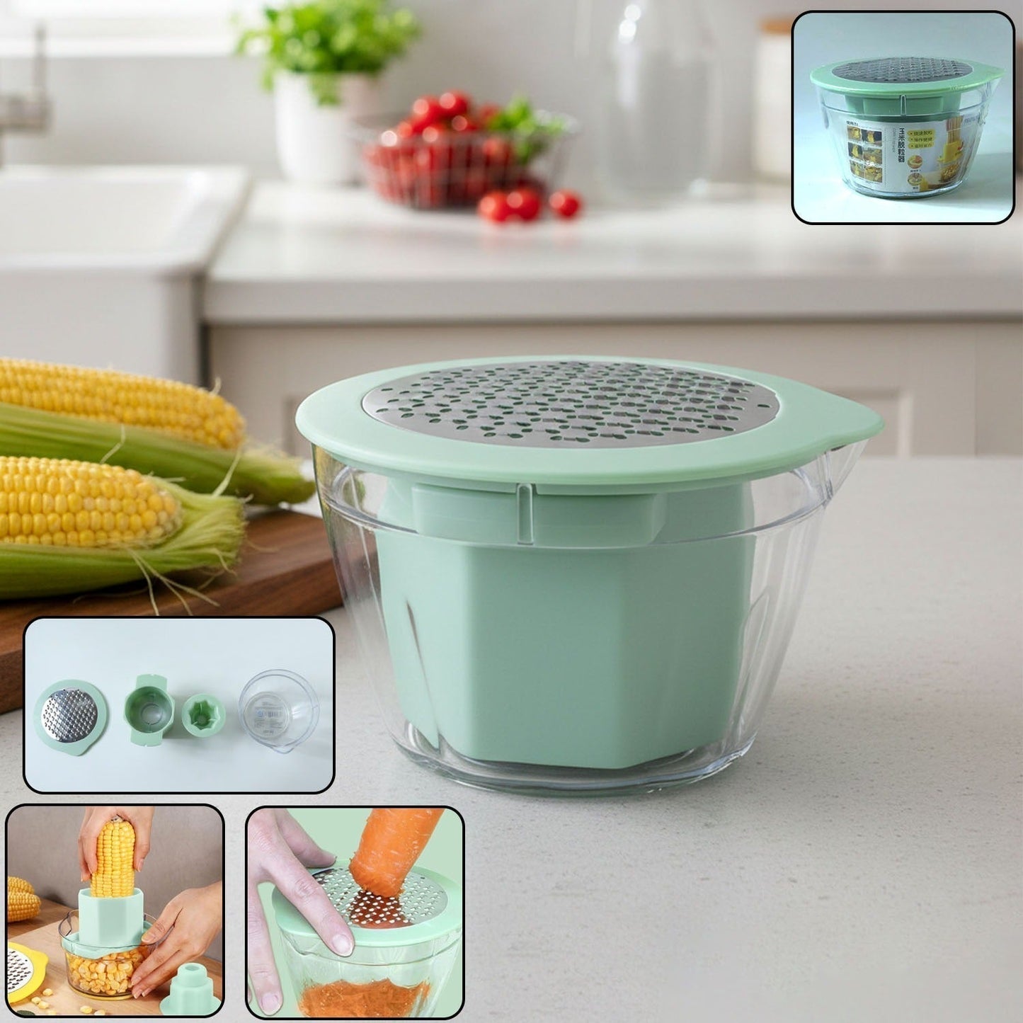 Multipurpose Manual Vegetable Grater and Corn Kernel Stripper (1 Pc)