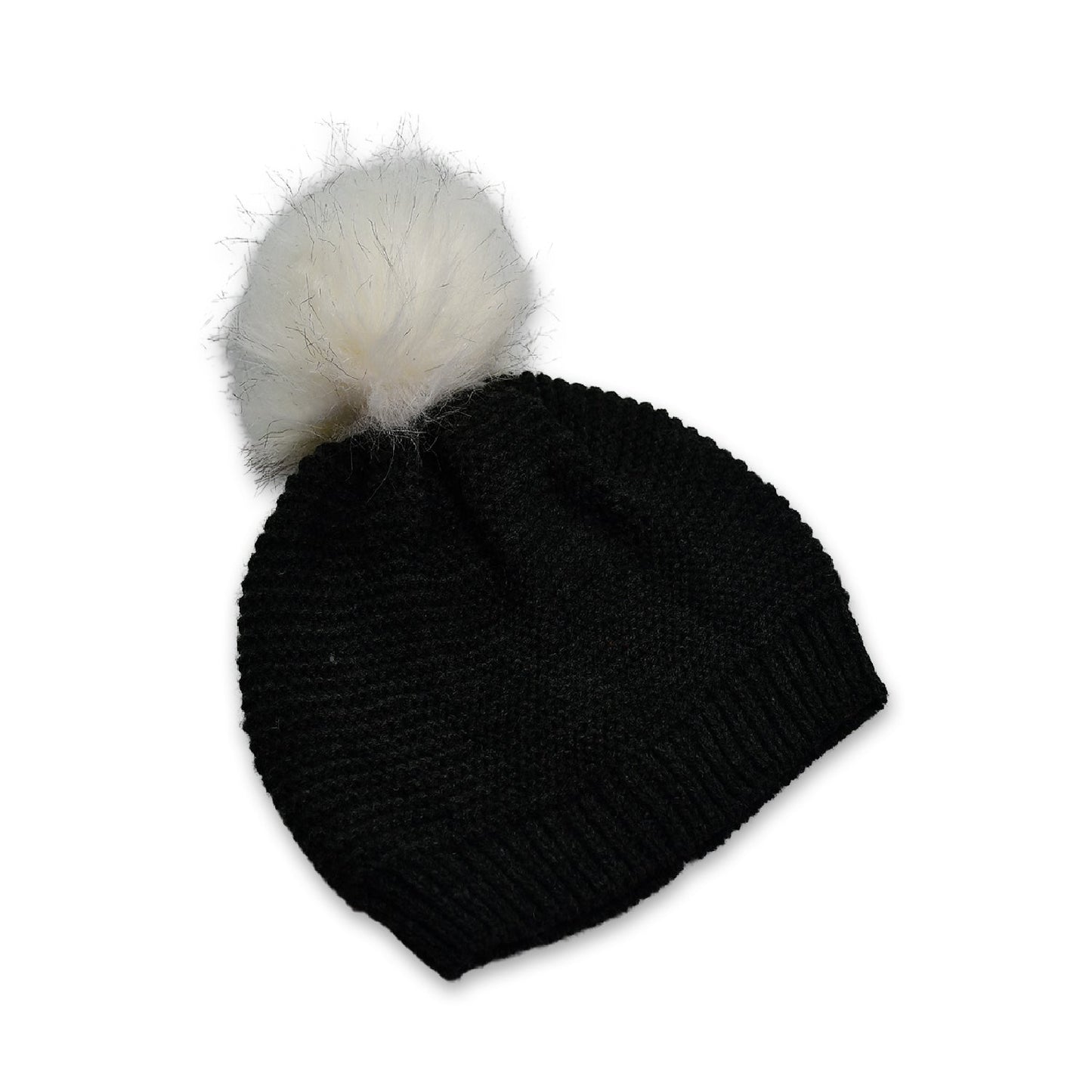 Men's and Women's Skull Slouchy Winter Woolen Knitted Black Inside Fur Beanie Cap.