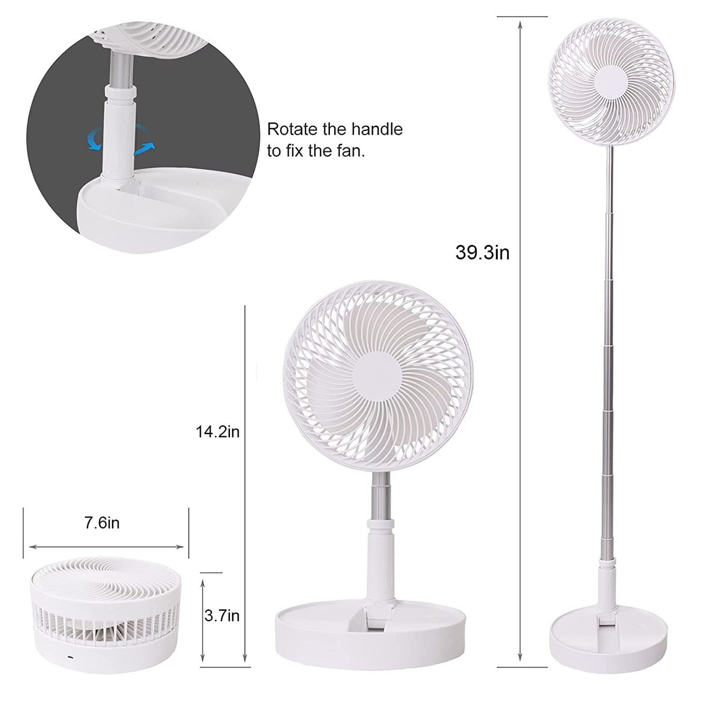TELESCOPIC ELECTRIC DESKTOP FAN, HEIGHT ADJUSTABLE, FOLDABLE & PORTABLE FOR TRAVEL/CARRY | SILENT TABLE TOP PERSONAL FAN FOR BEDSIDE, OFFICE TABLE (Battery Not Include)