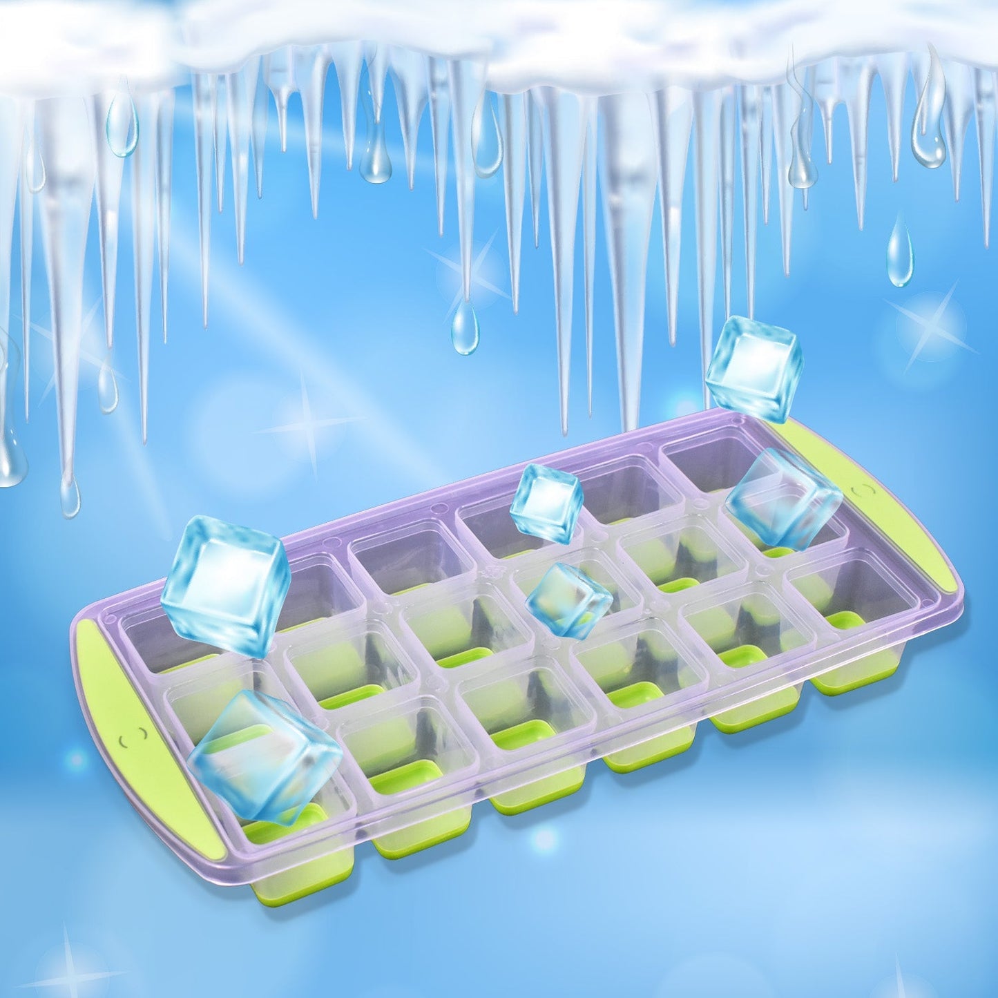 18-Cavity -Up Ice Cube Tray - Flexible Silicone, Easy Release 100% BPA-Free