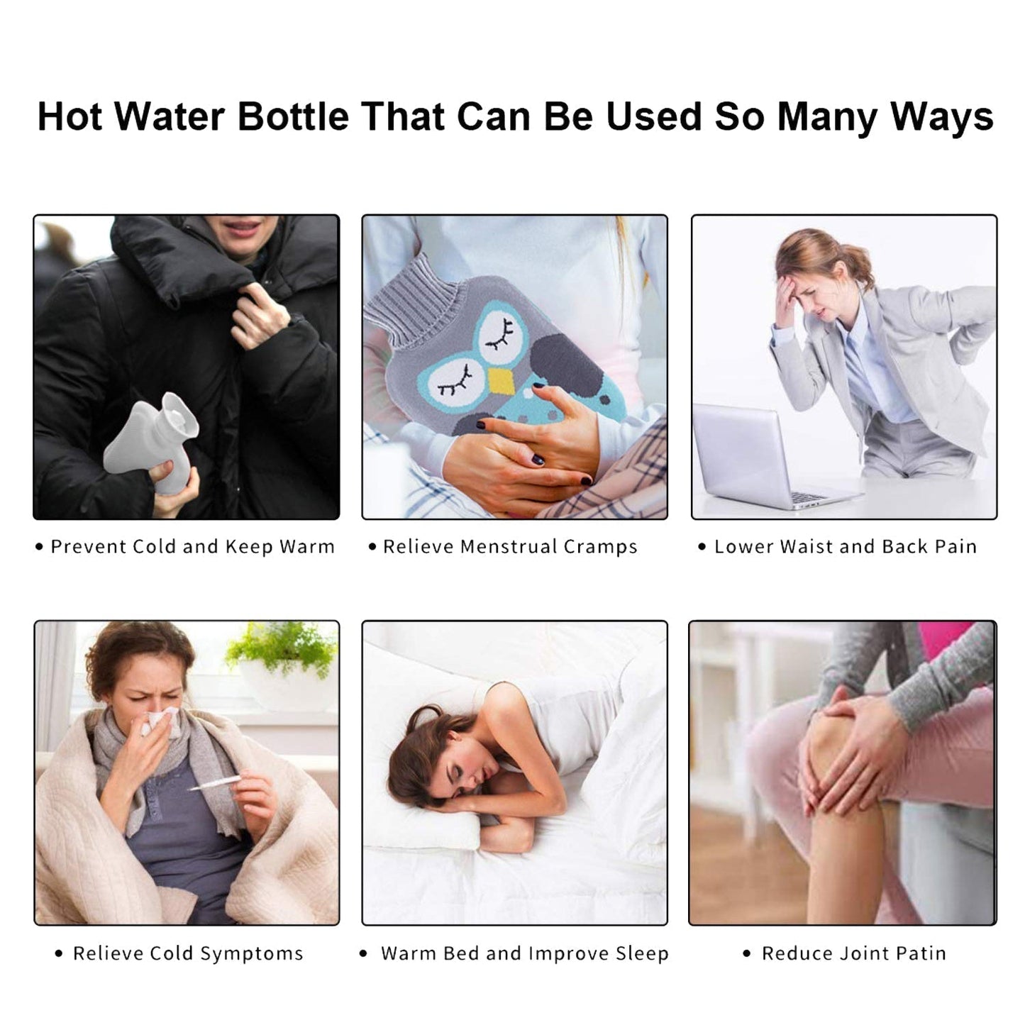 Green Kitty Hot Water Bag with Cover for Pain Relief & Warmth