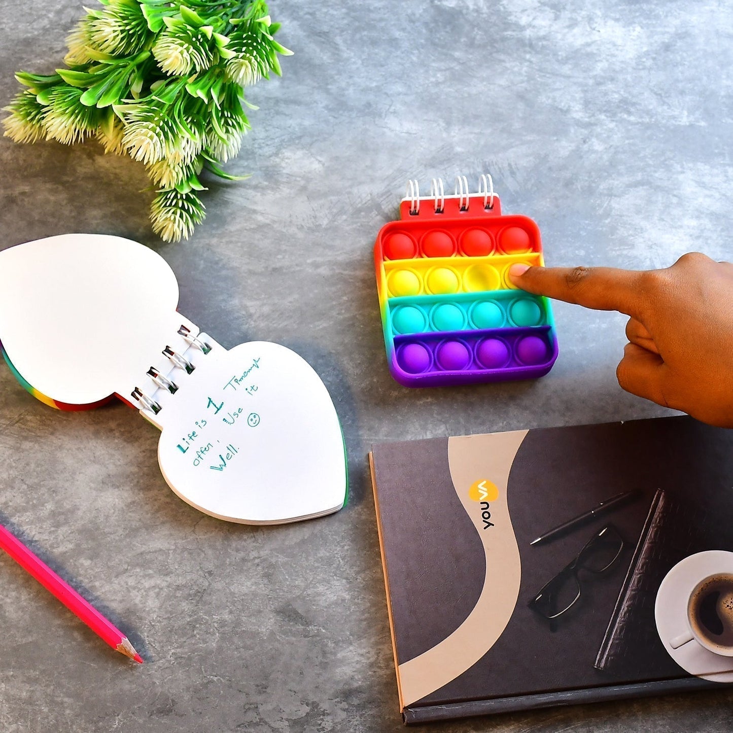 Heart pattern it Fidget Spiral Notebook Bubble Push Fidget Silicon Toy Book Stress Relief Anxiety School Stationery Notebook