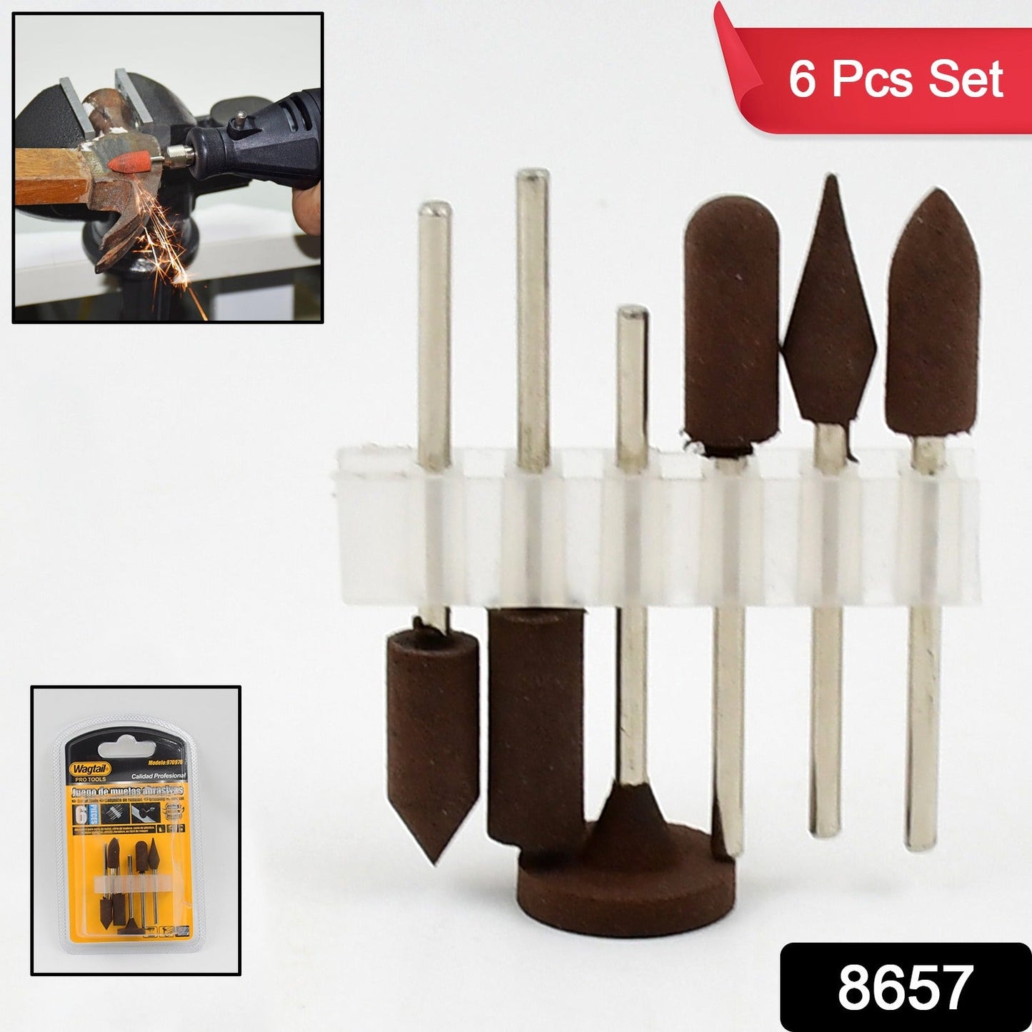 Mounted Points Abrasive Stone Head Grinding Wheel Bits Rotary Tool Kit (6 Pcs)